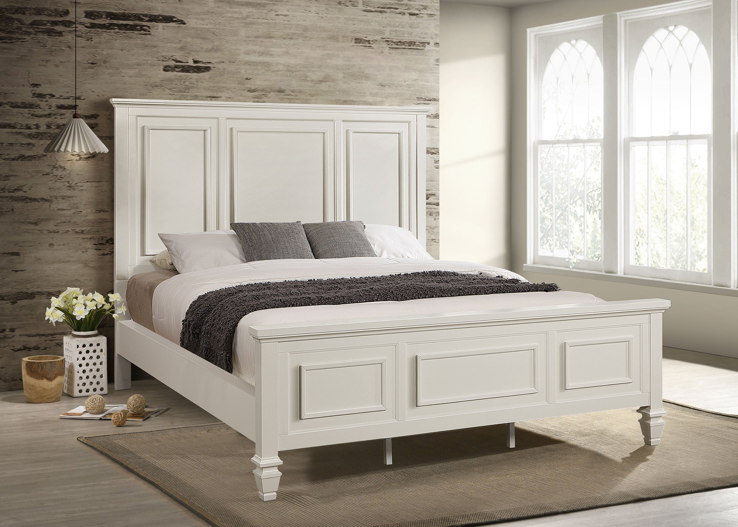 Sandy Beach 63-inch California King Panel Bed Cream White — view 2
