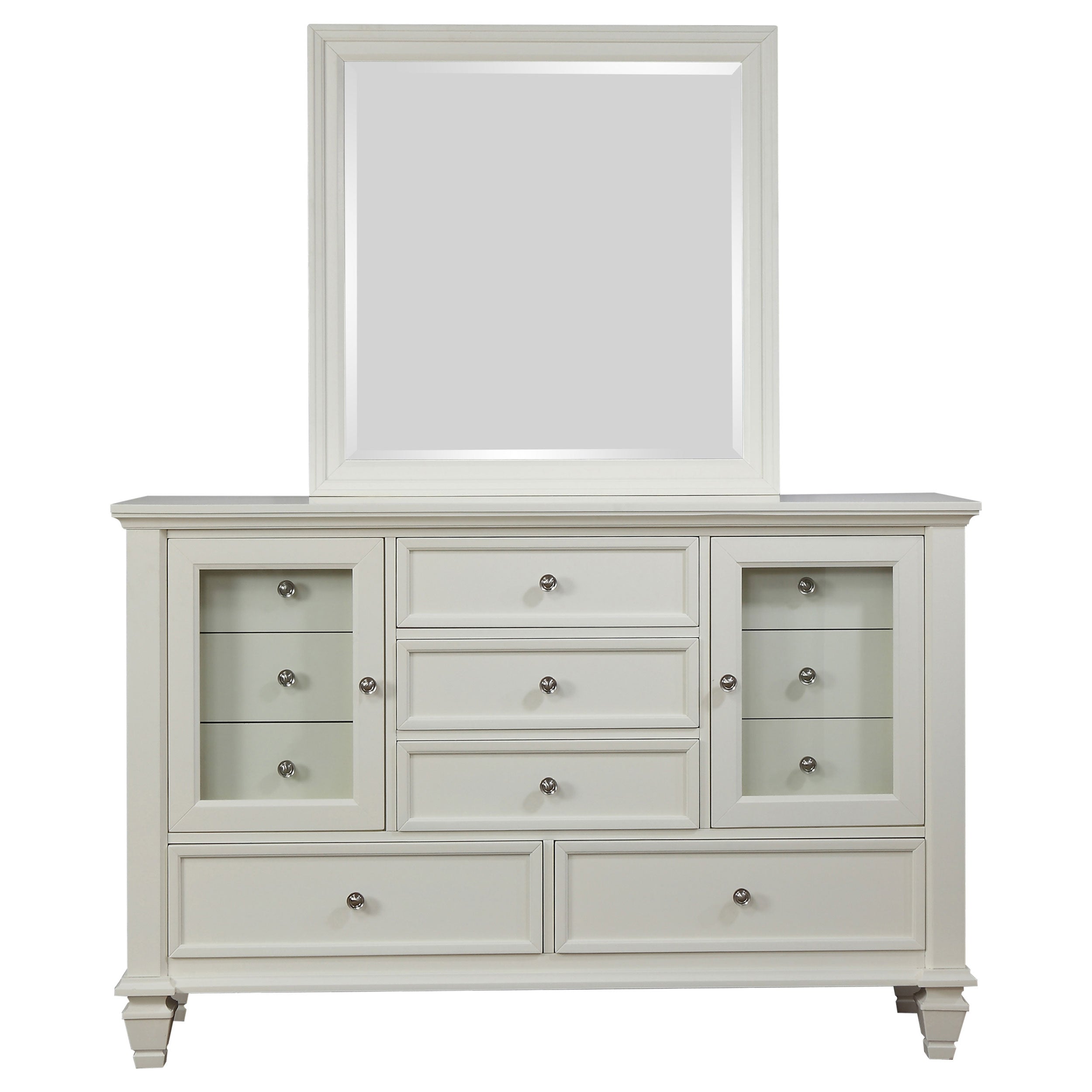 Sandy Beach 11-drawer Dresser with Mirror Cream White — view 3