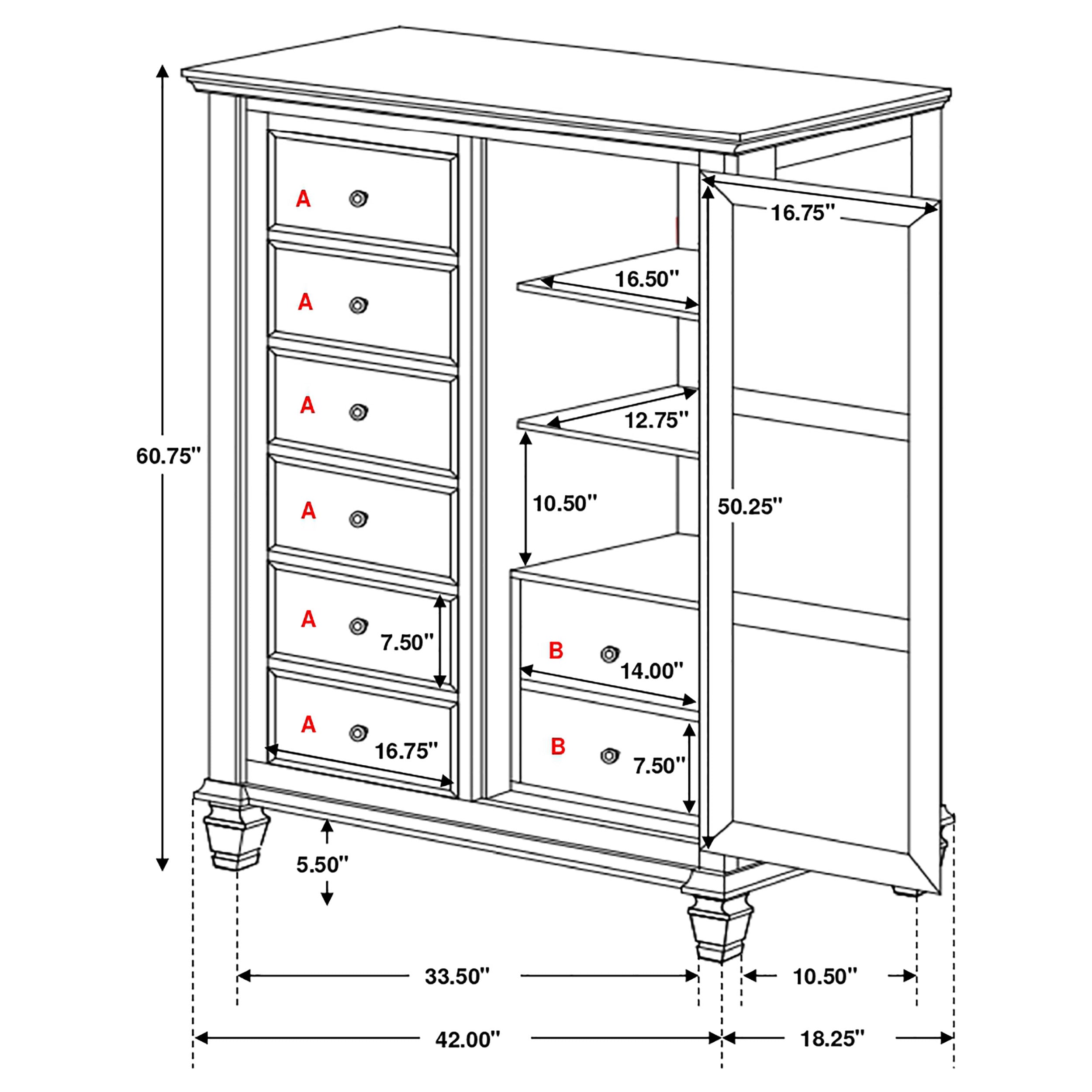 Sandy Beach 8-drawer Door Chest Cream White — view 11