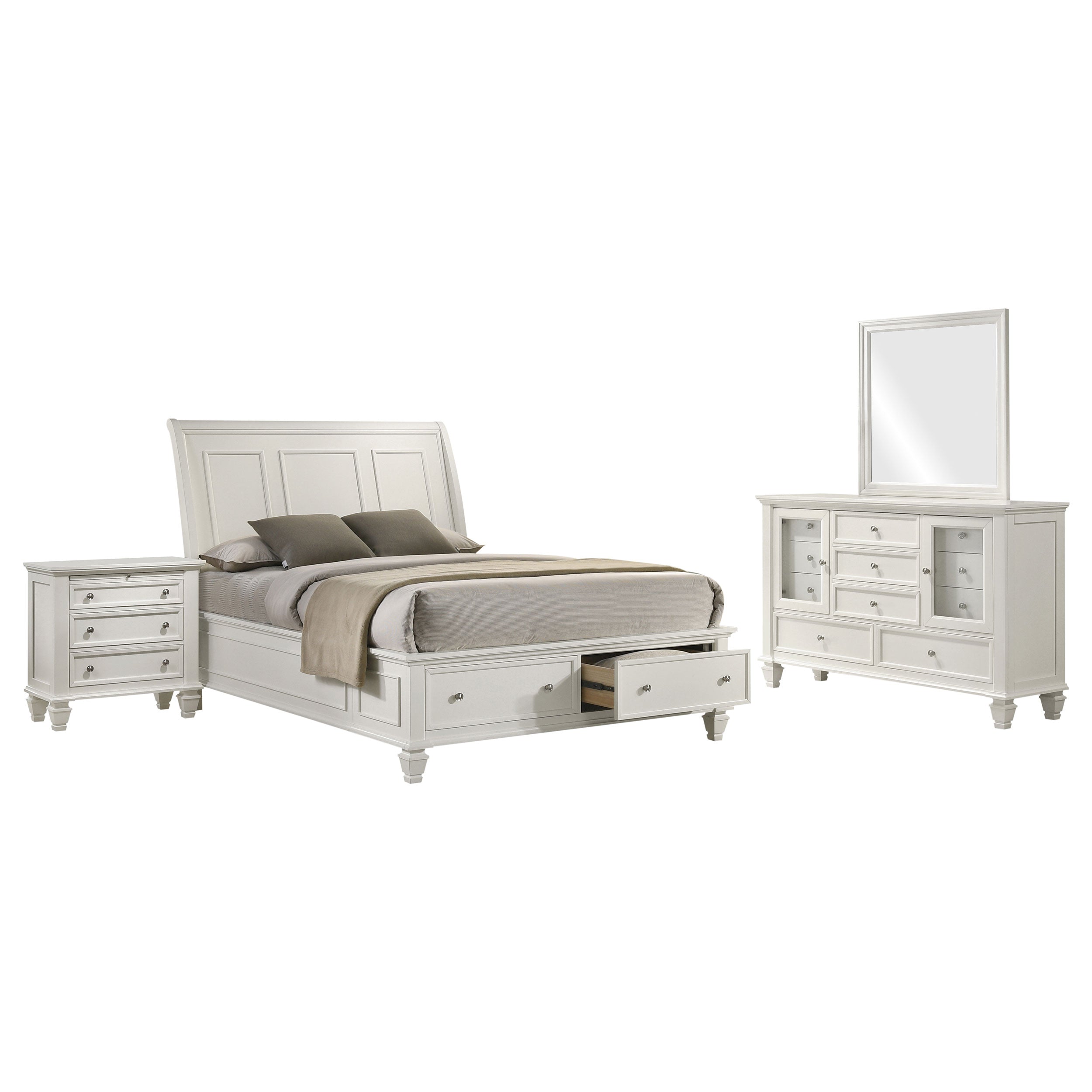Sandy Beach 4-piece Eastern King Bedroom Set Cream White — view 2