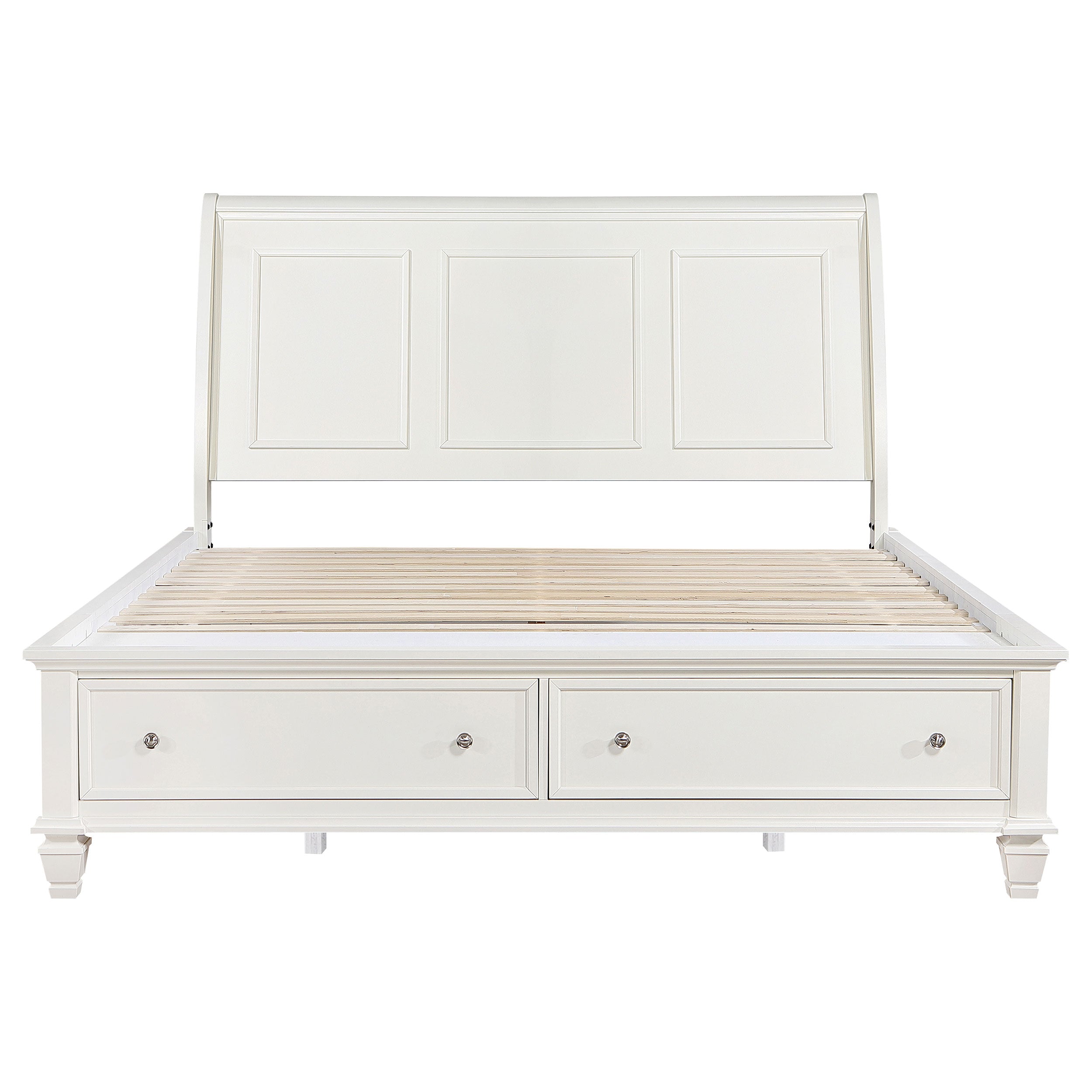 Sandy Beach Wood Eastern King Storage Panel Bed Cream White — view 4