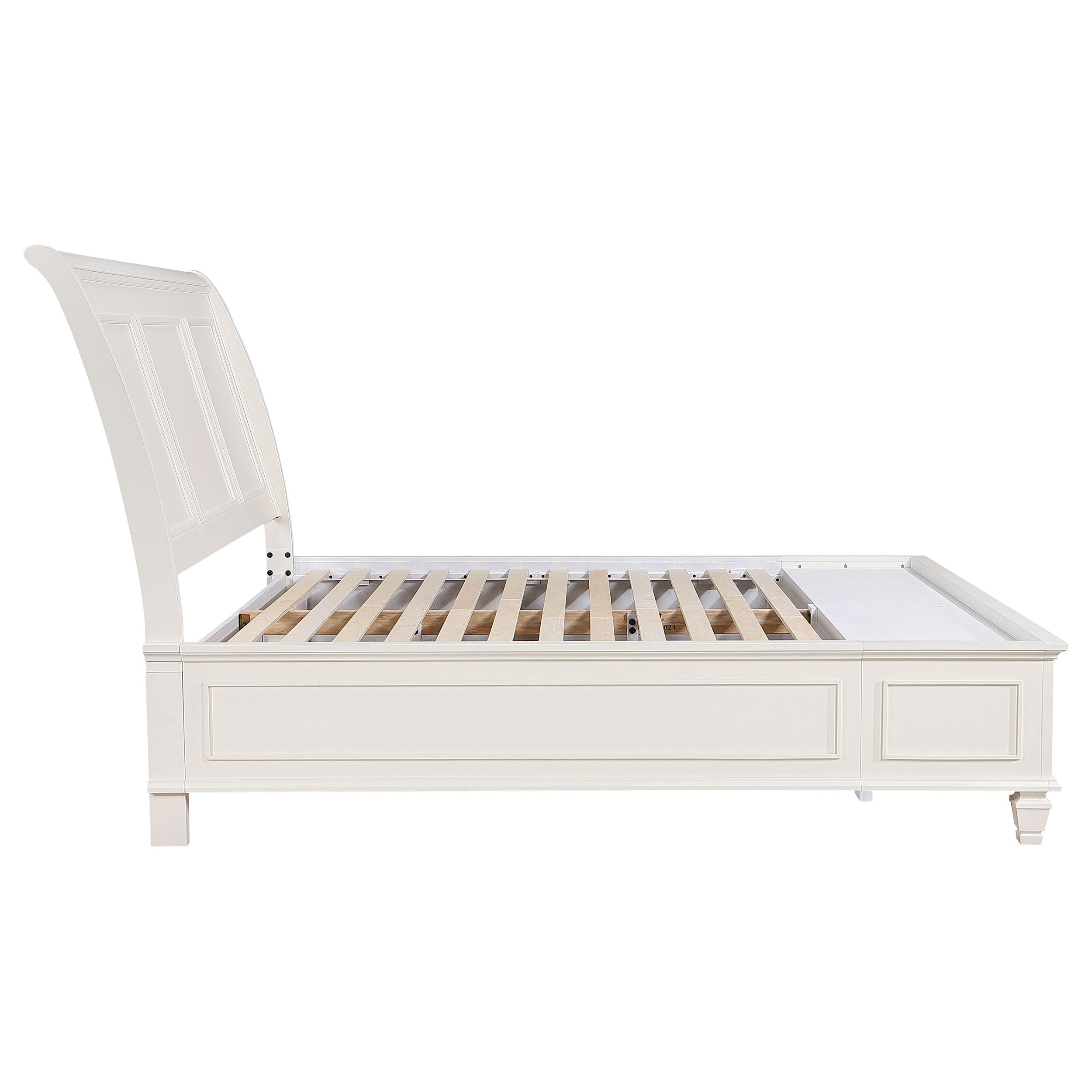 Sandy Beach Wood Eastern King Storage Panel Bed Cream White — view 6