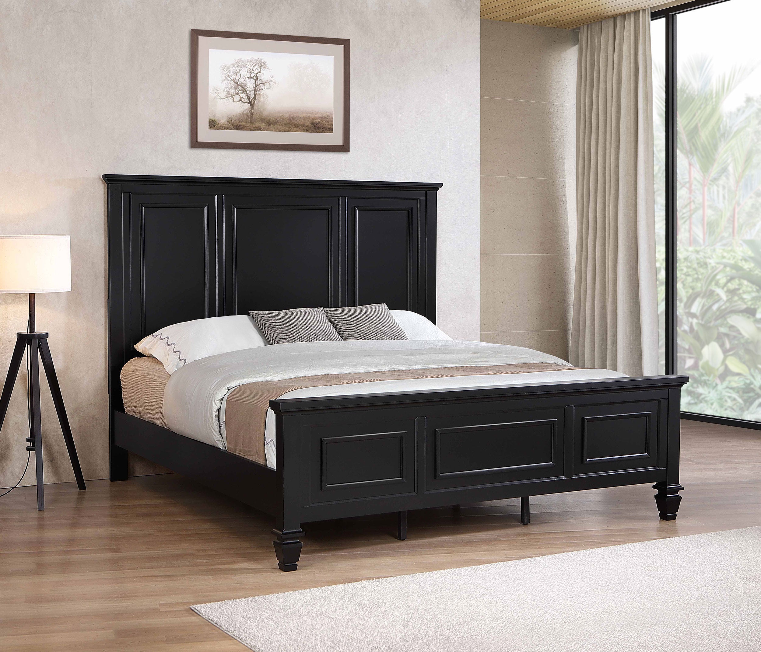 Sandy Beach 63-inch Eastern King Wood Panel Bed Black — view 2