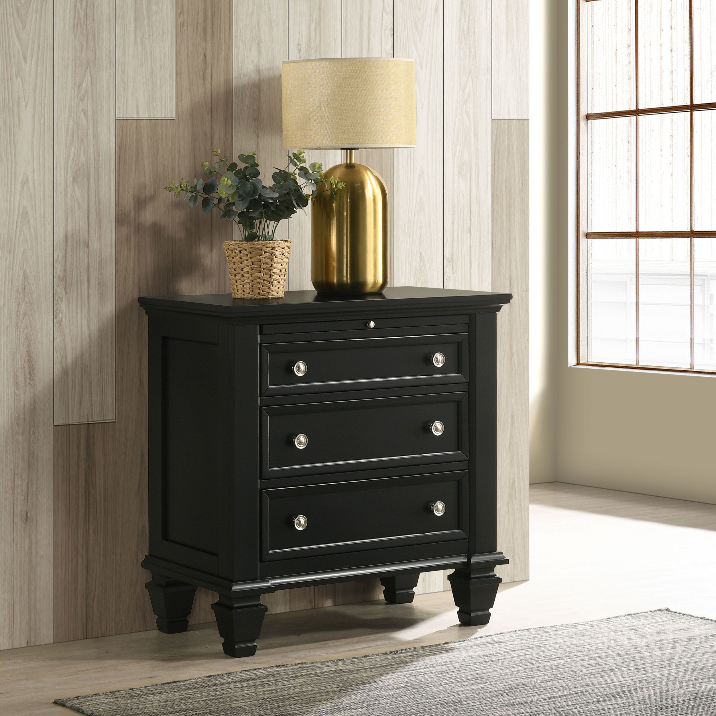 Sandy Beach 3-drawer Nightstand Black — view 2