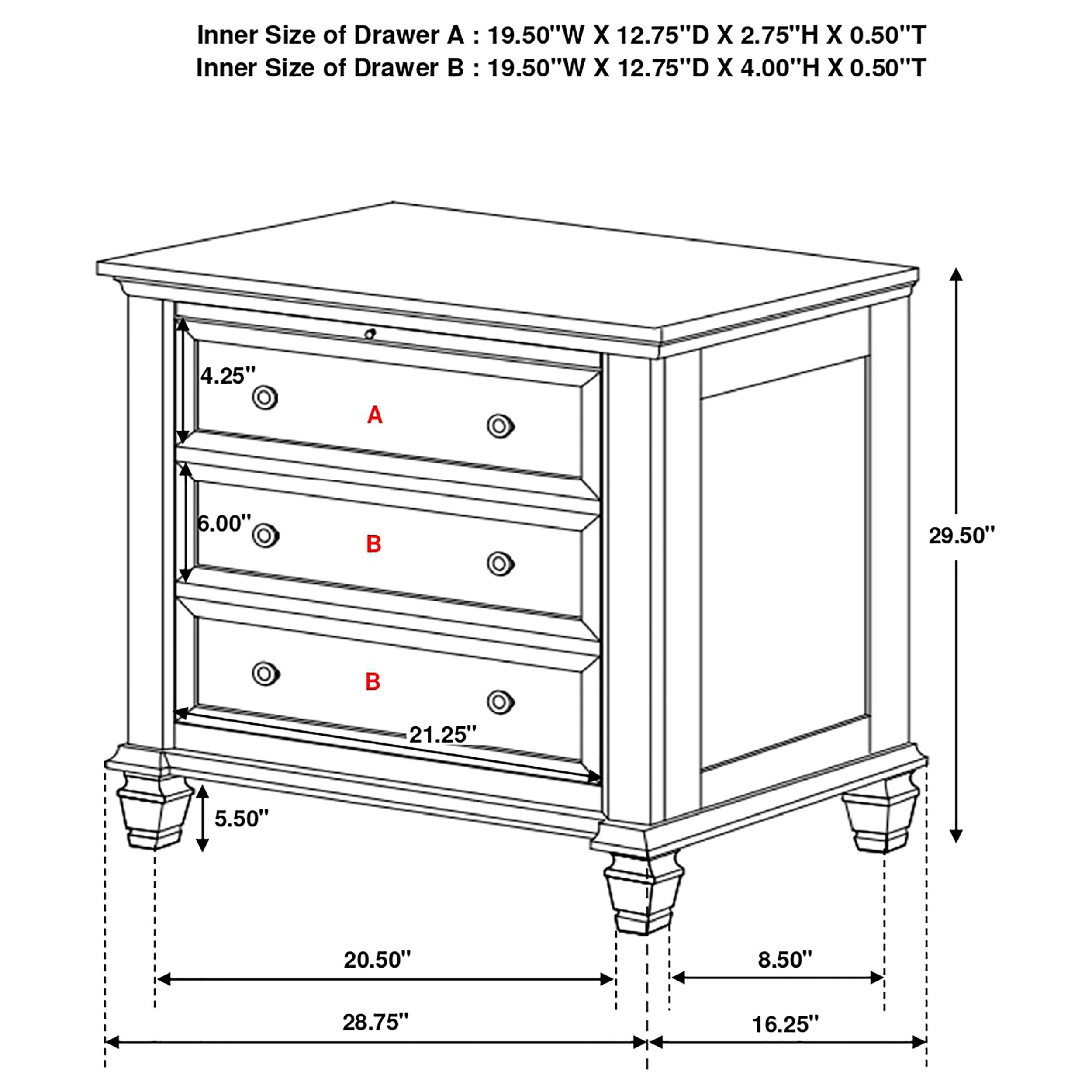 Sandy Beach 3-drawer Nightstand Black — view 12