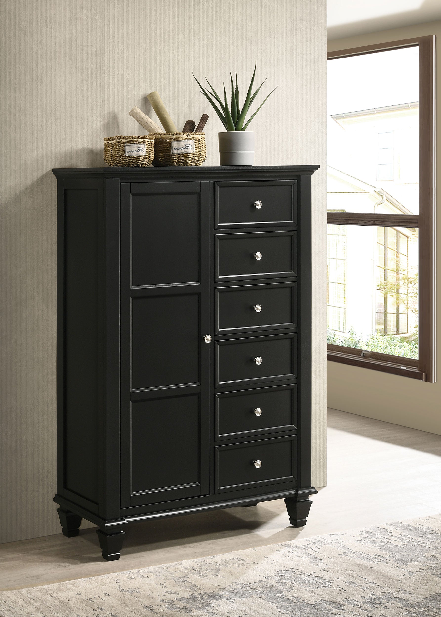 Sandy Beach 8-drawer Door Chest Black — view 2