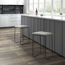 Counter Stool With Faux Linen Seat - Heathered Gray / Matte Black