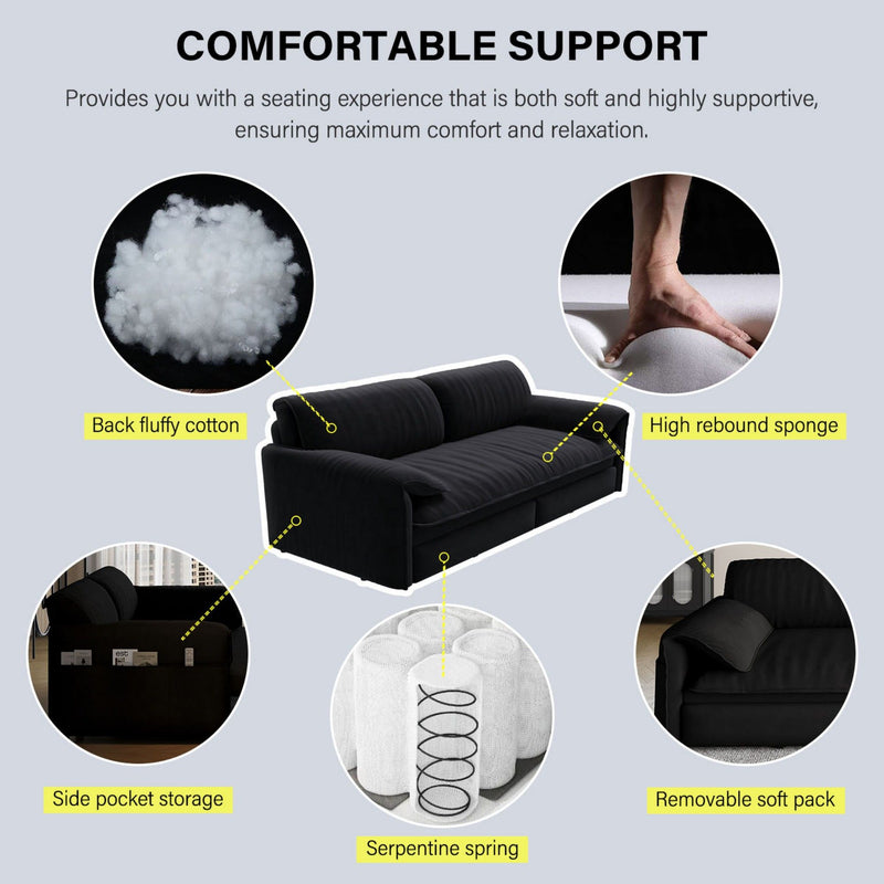 Pull Out 3 In 1 Convertible Sleeper Sofa With Side Storage, Multi Functional