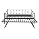 Full Size Metal Daybed with Twin Size Adjustable Trundle, Portable Folding Trundle, Black(OLD SKU:MF293730AAB)