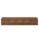 TV Stand For TVs, Entertainment Center With Cable Management And Soft Closing Hinges - Walnut