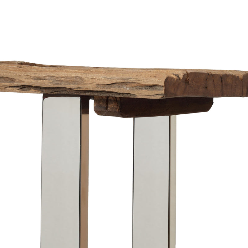 Rustic Glam Console Table With Reclaimed Wood And Iron Frame - Natural