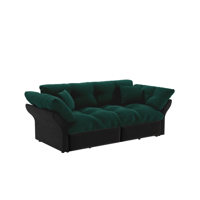 Queen Pull Out Sofa Bed, 3 In 1 Convertible Sleeper Tufted With 2 Soft Pillows
