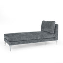 Fabric Upholstered Chaise Lounge With Iron Bracket Legs