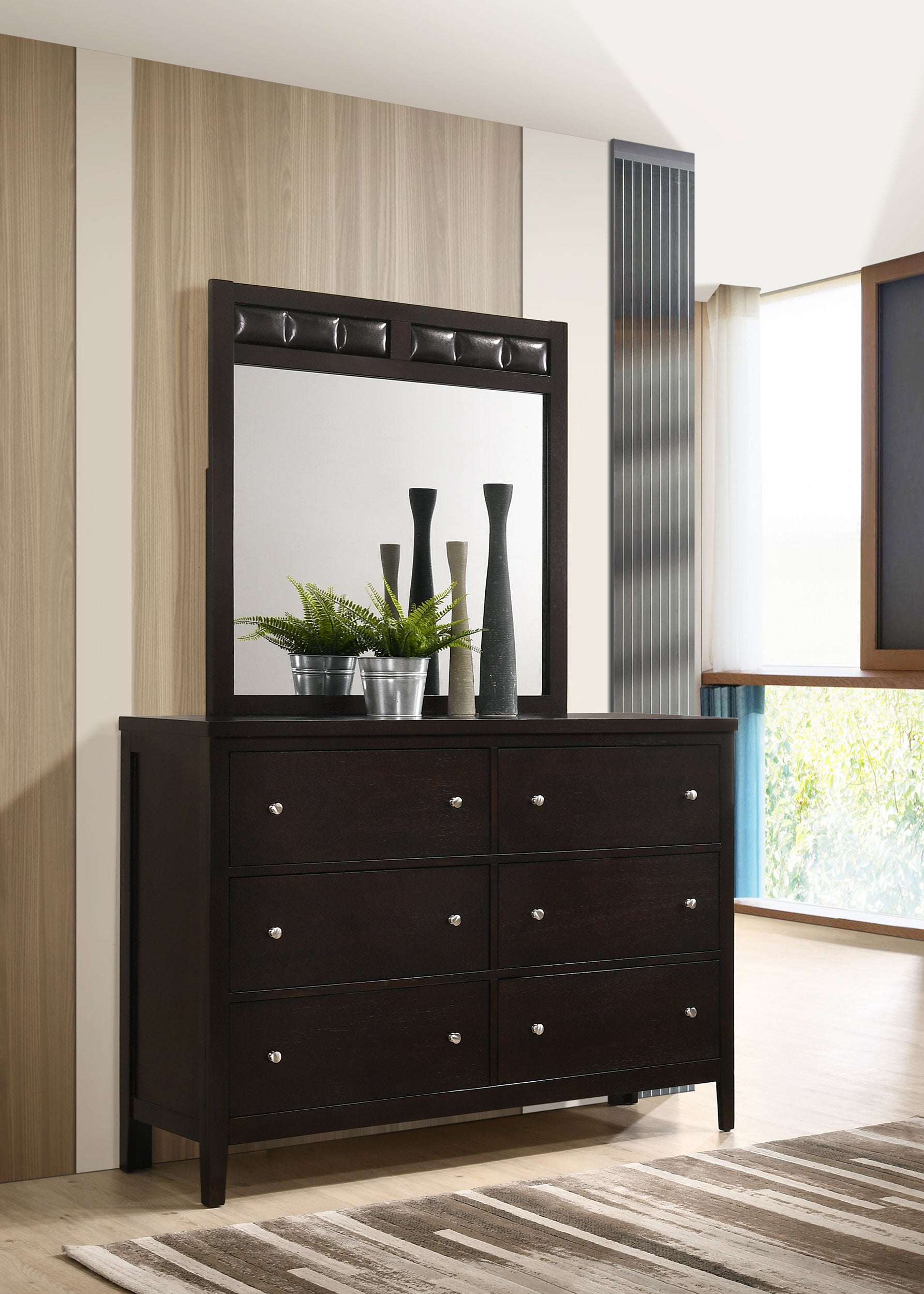 Carlton 6-drawer Dresser with Mirror Cappuccino — view 2