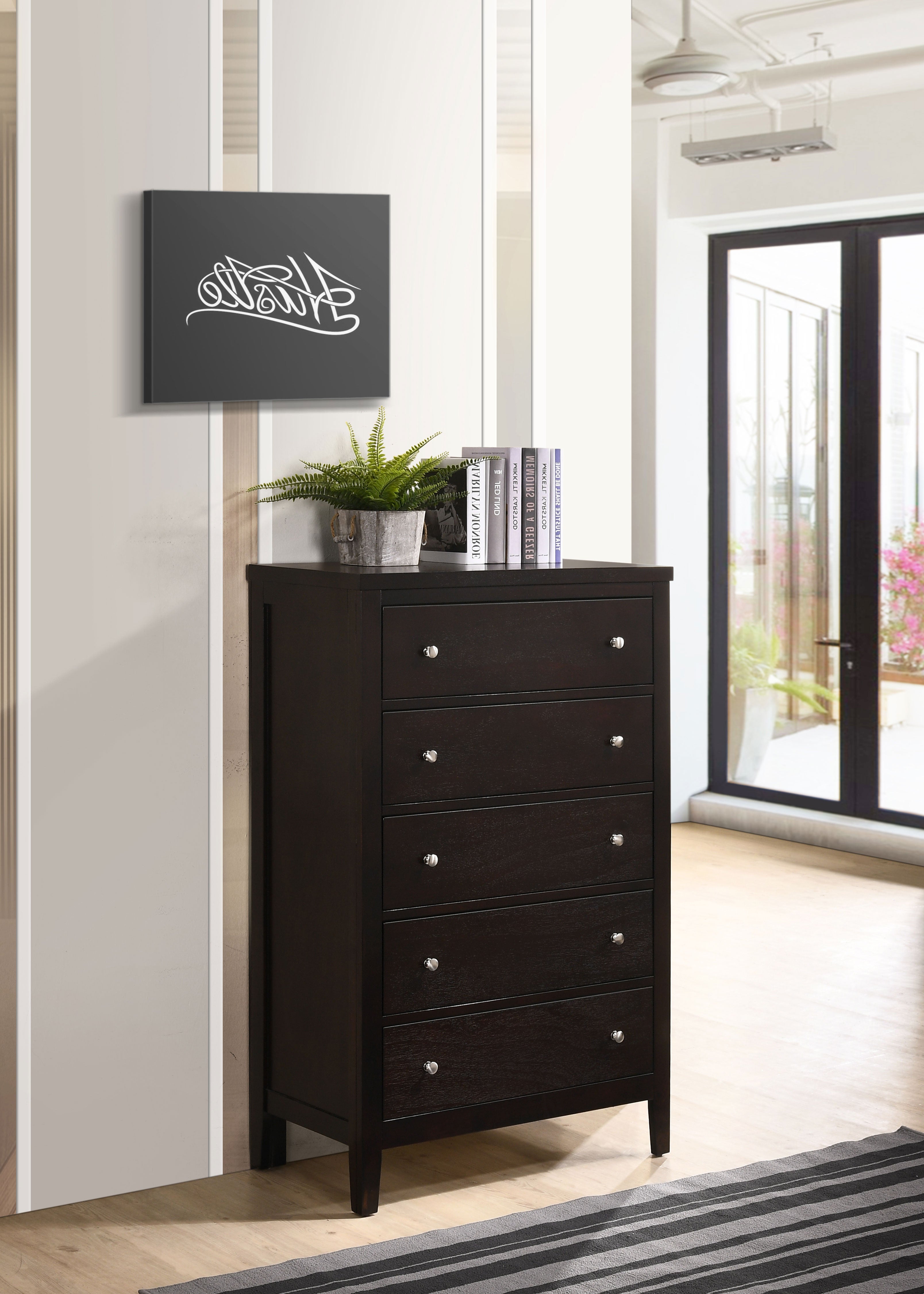 Carlton 5-drawer Bedroom Chest Cappuccino — view 2