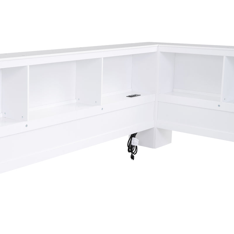 Wood Twin Size Daybed with Storage Cabinets and USB Ports, White