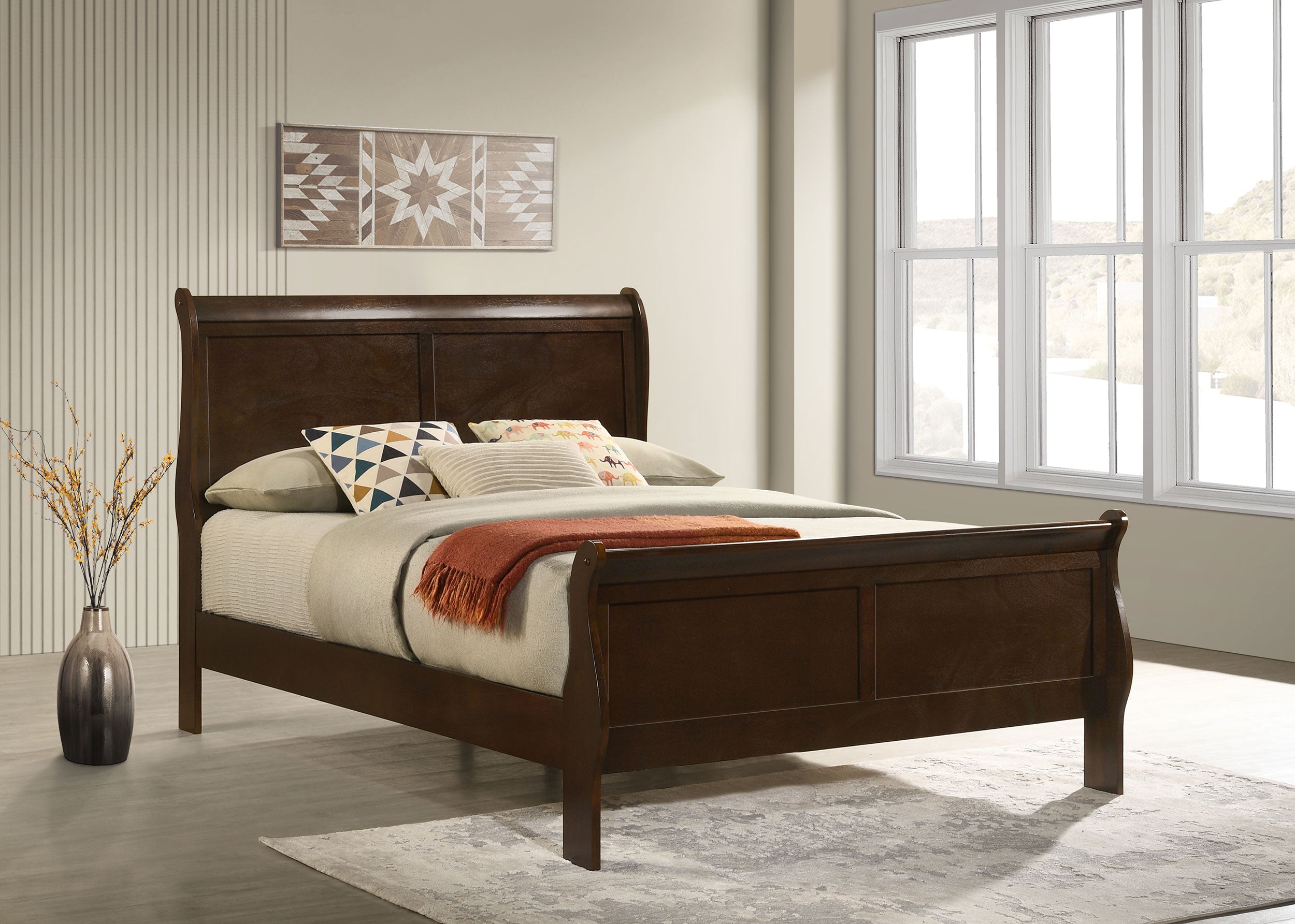 Louis Philippe Wood Full Sleigh Bed Cappuccino — view 2
