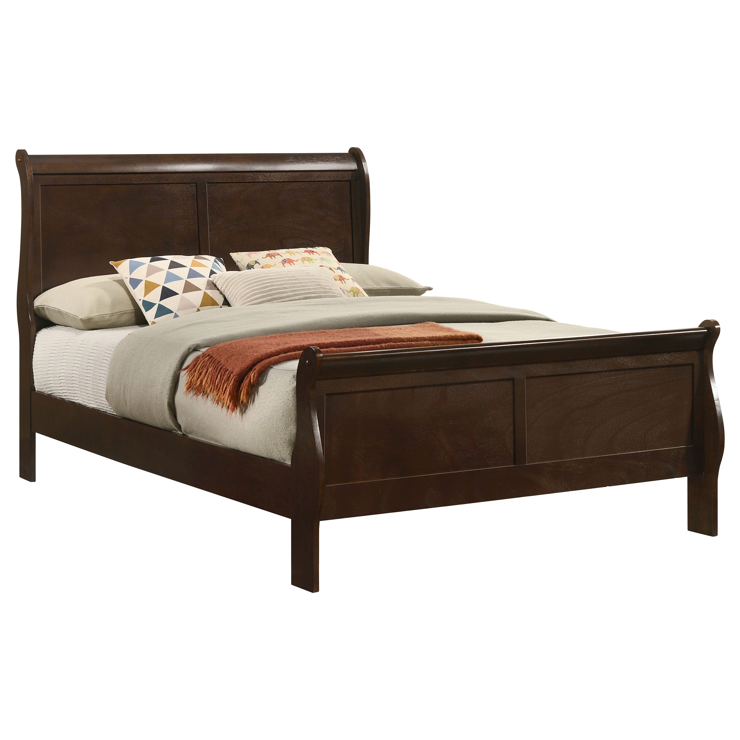 Louis Philippe Wood Full Sleigh Bed Cappuccino — view 3