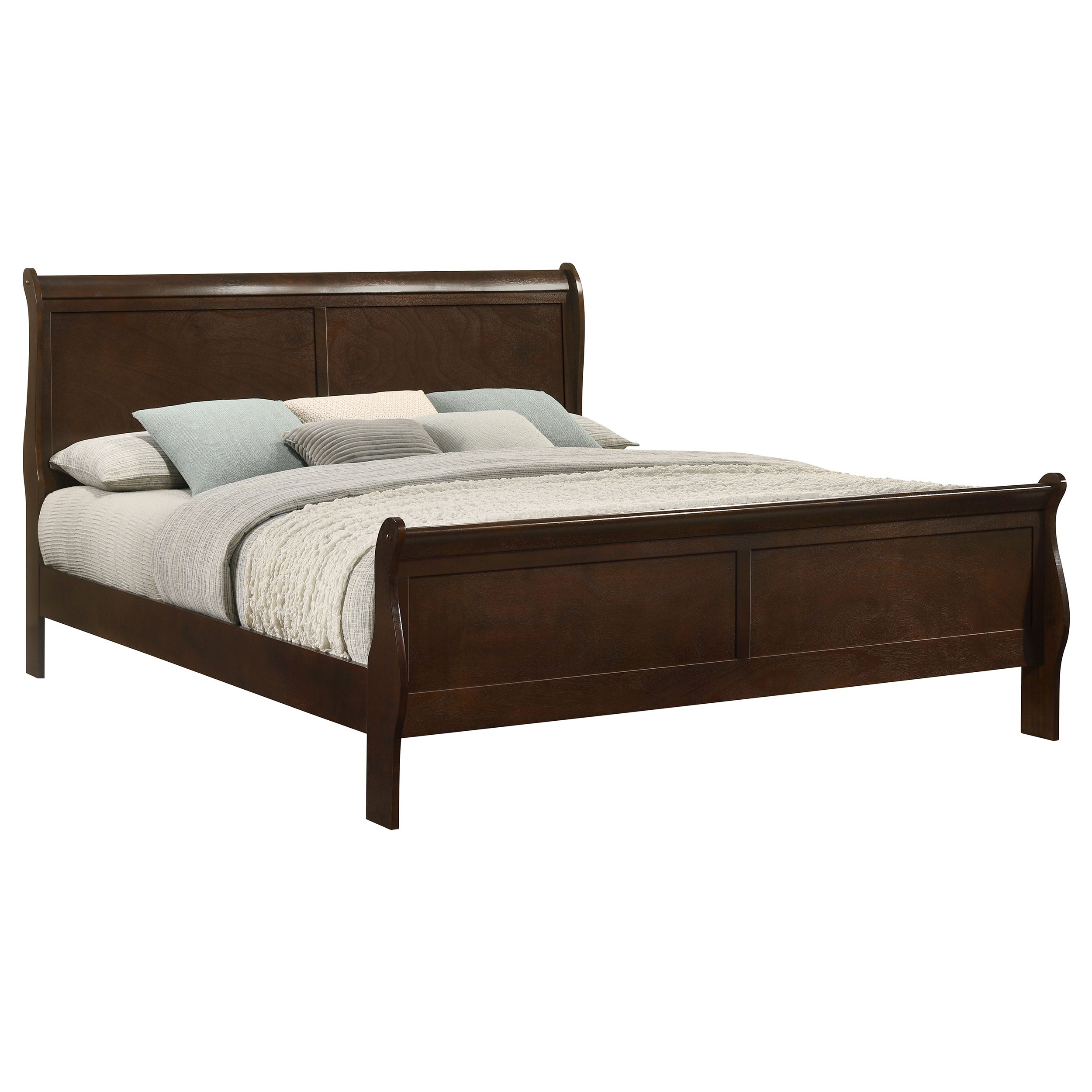 Louis Philippe Wood Eastern King Sleigh Bed Cappuccino — view 3