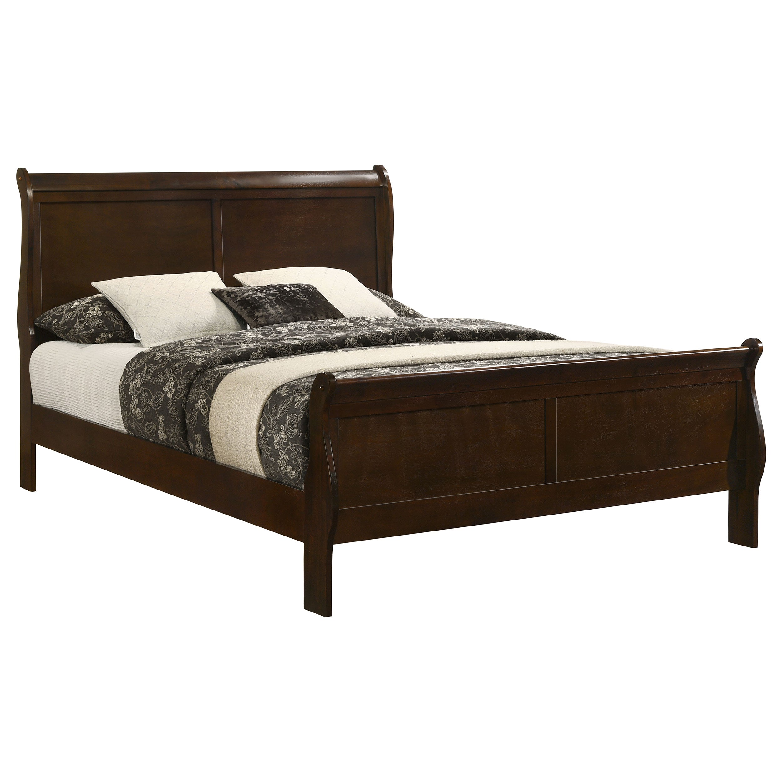 Louis Philippe Wood Queen Sleigh Bed Cappuccino — view 3
