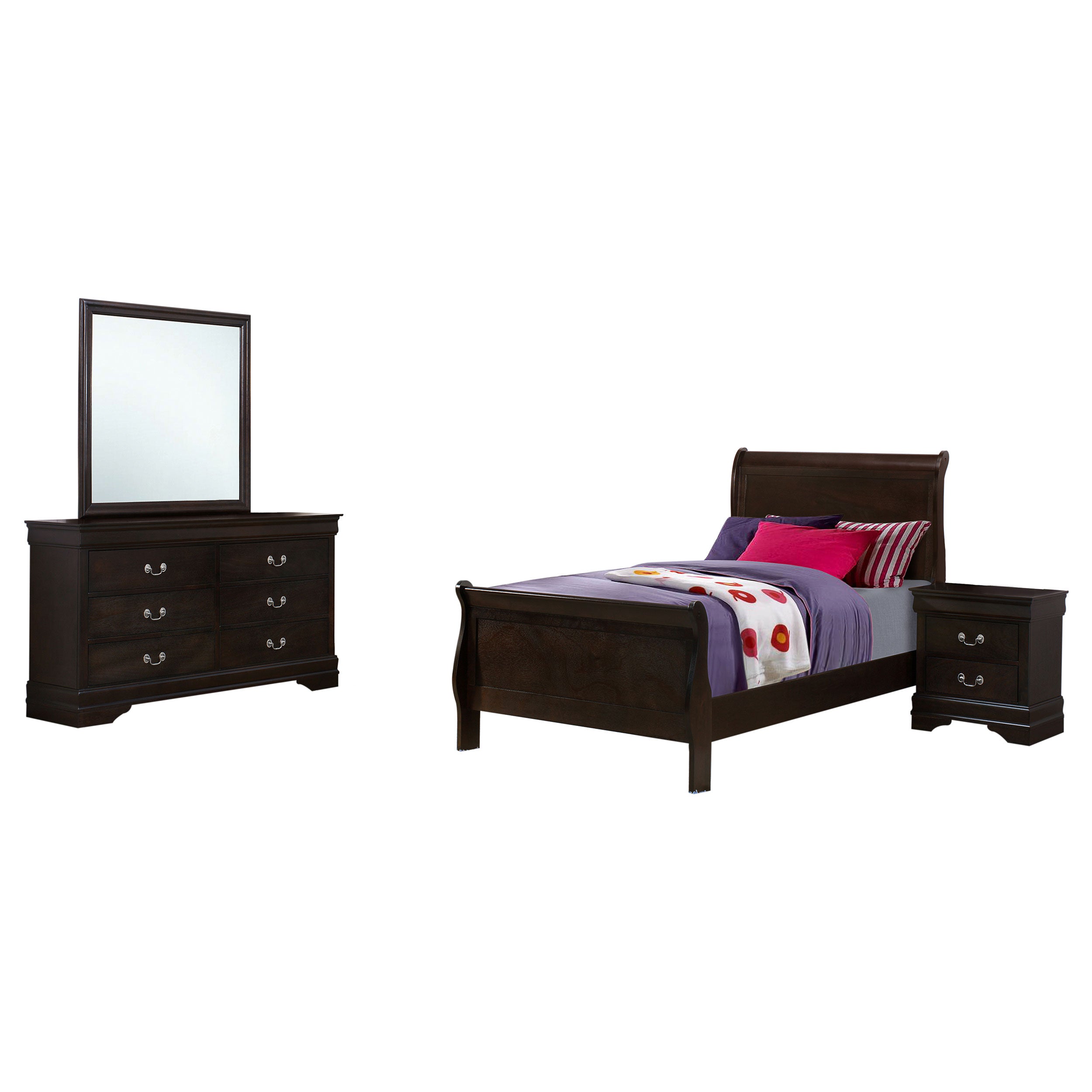 Louis Philippe 4-piece Twin Bedroom Set Cappuccino — view 2