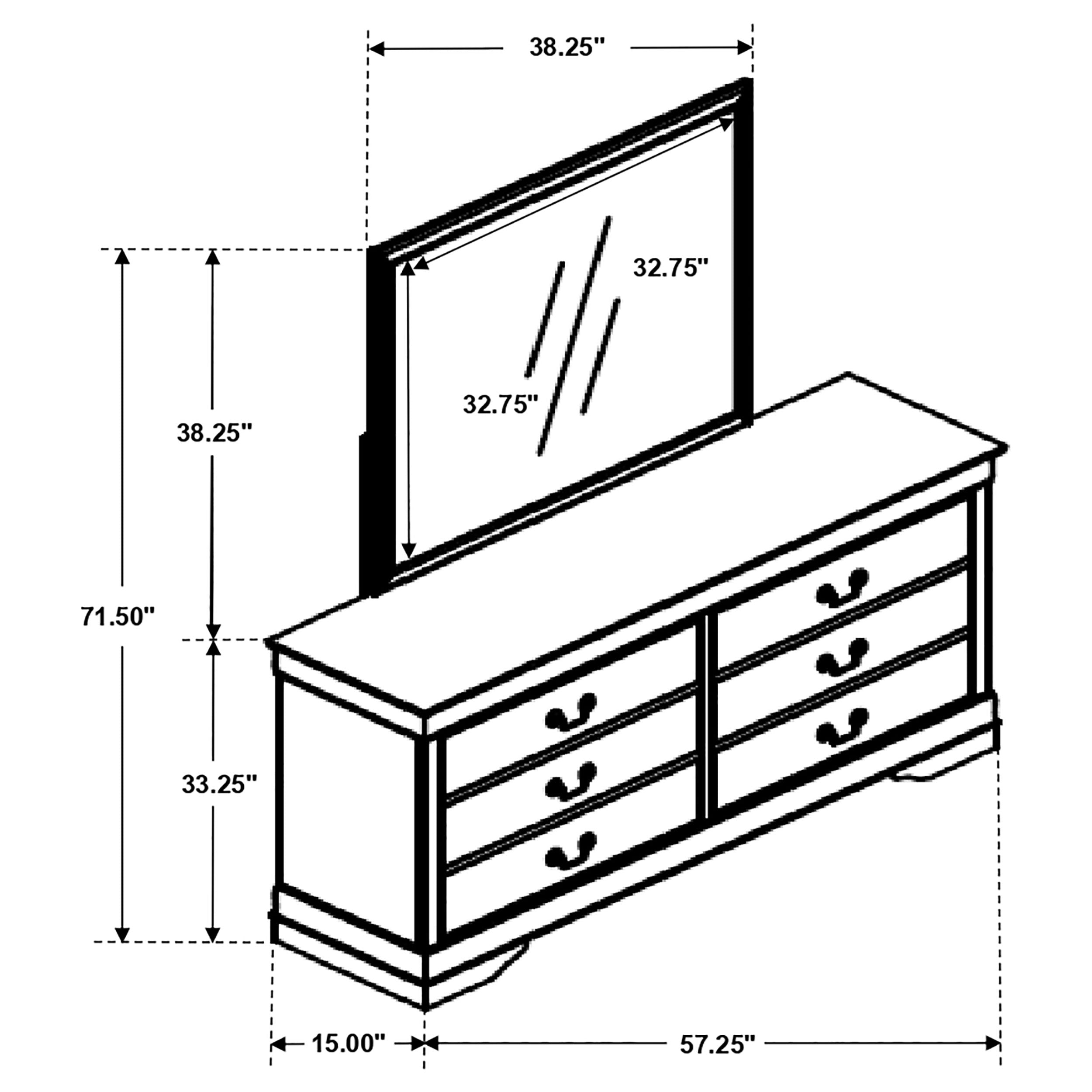 Louis Philippe 6-drawer Dresser with Mirror Cappuccino — view 11