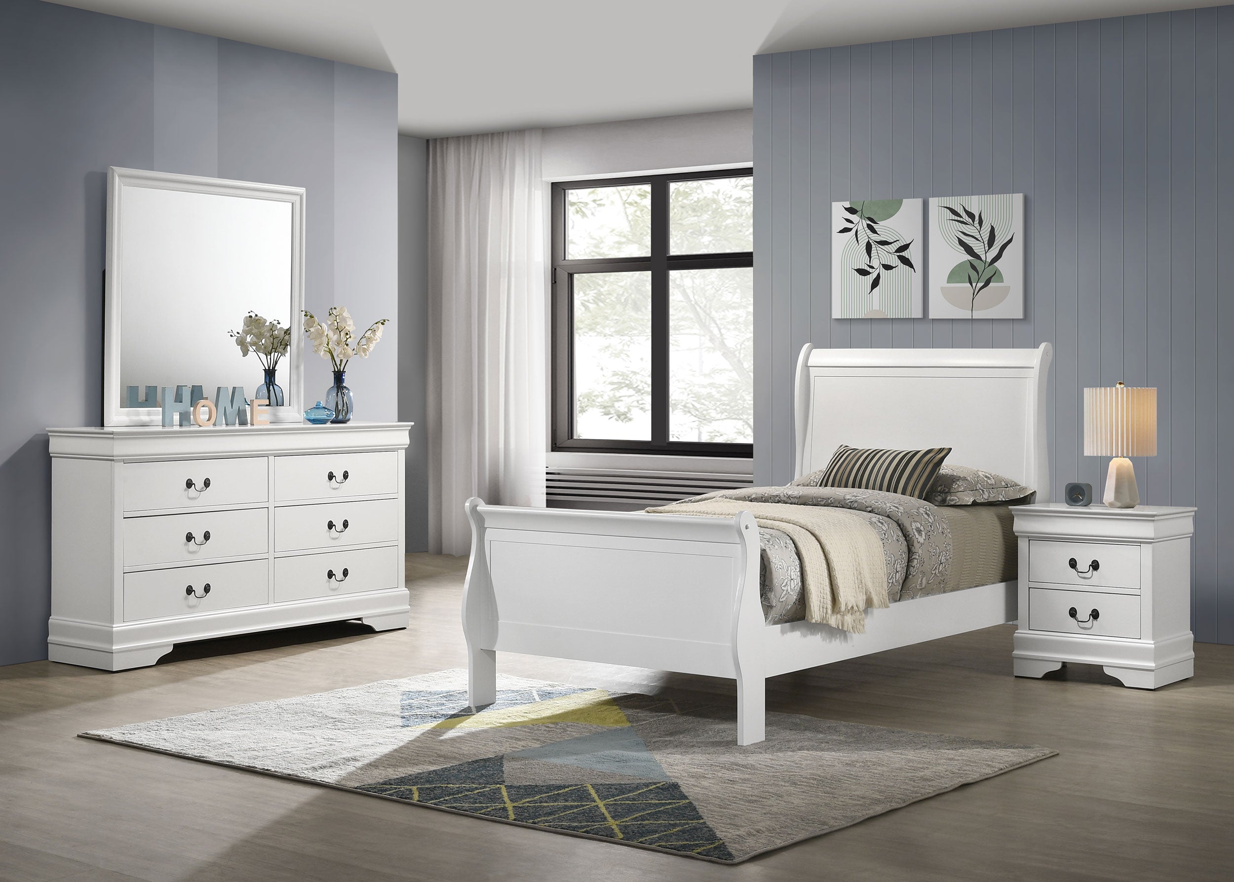 Louis Philippe 4-piece Twin Bedroom Set White — view 1