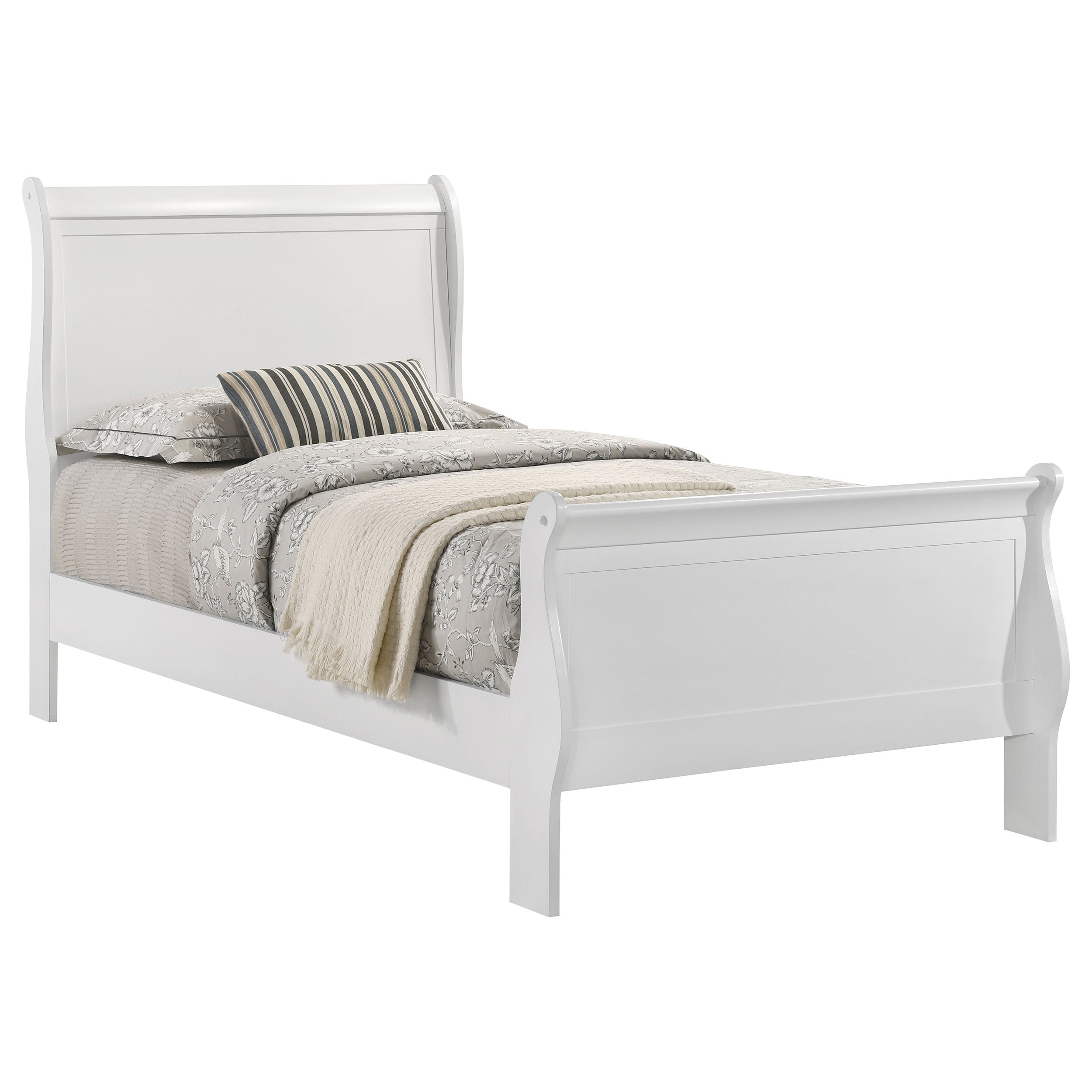 Louis Philippe 47-inch Twin Sleigh Panel Bed White — view 3