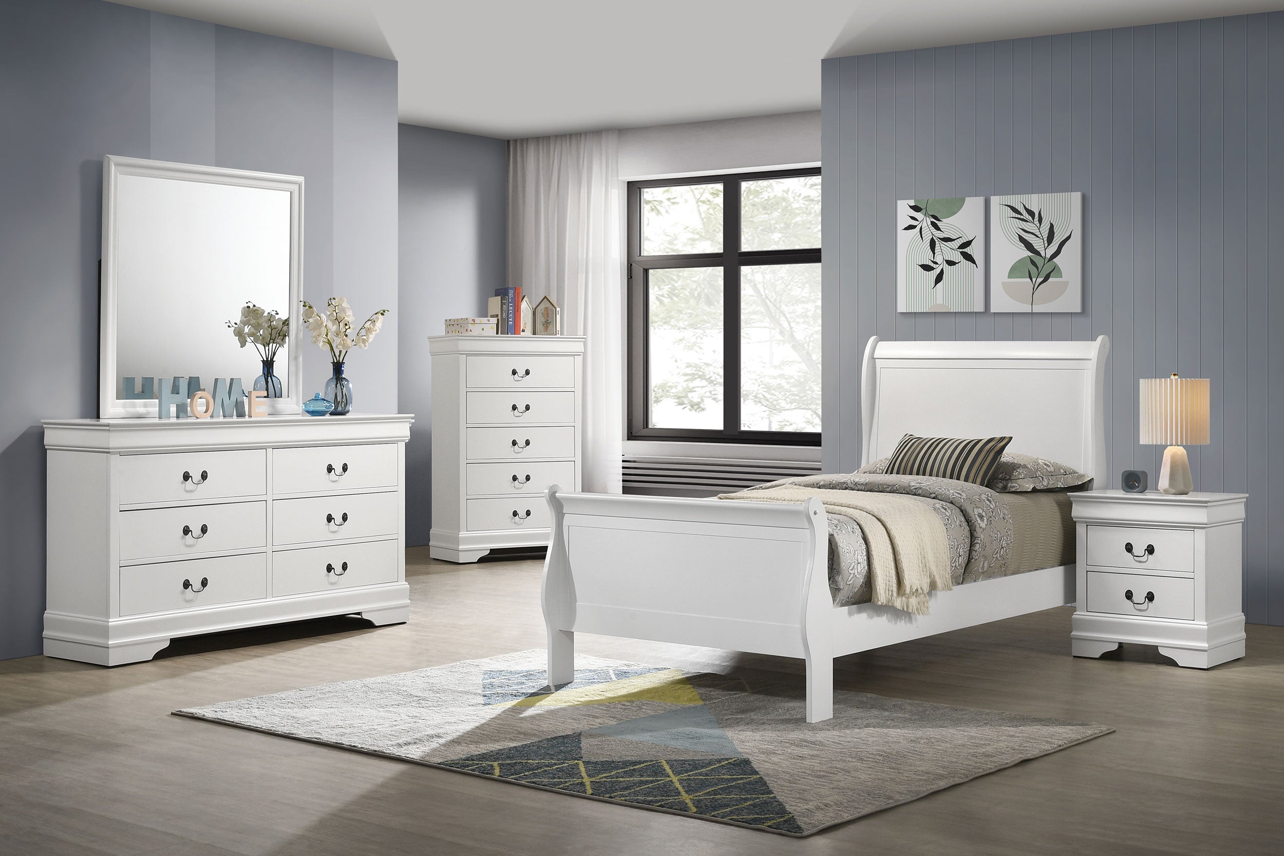 Louis Philippe 47-inch Twin Sleigh Panel Bed White — view 7