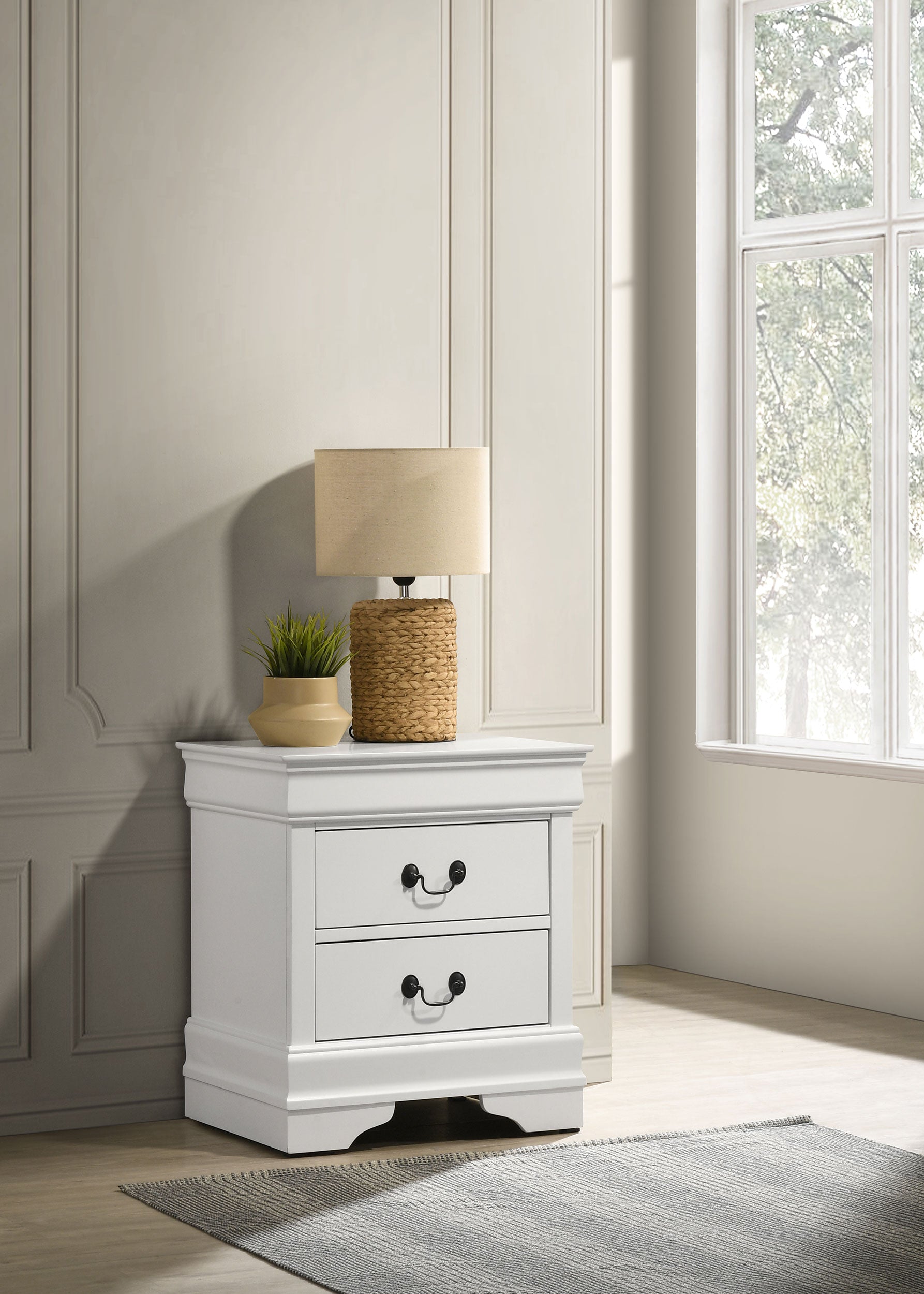 Louis Philippe 2-drawer Nightstand Bedside Table White — view 2