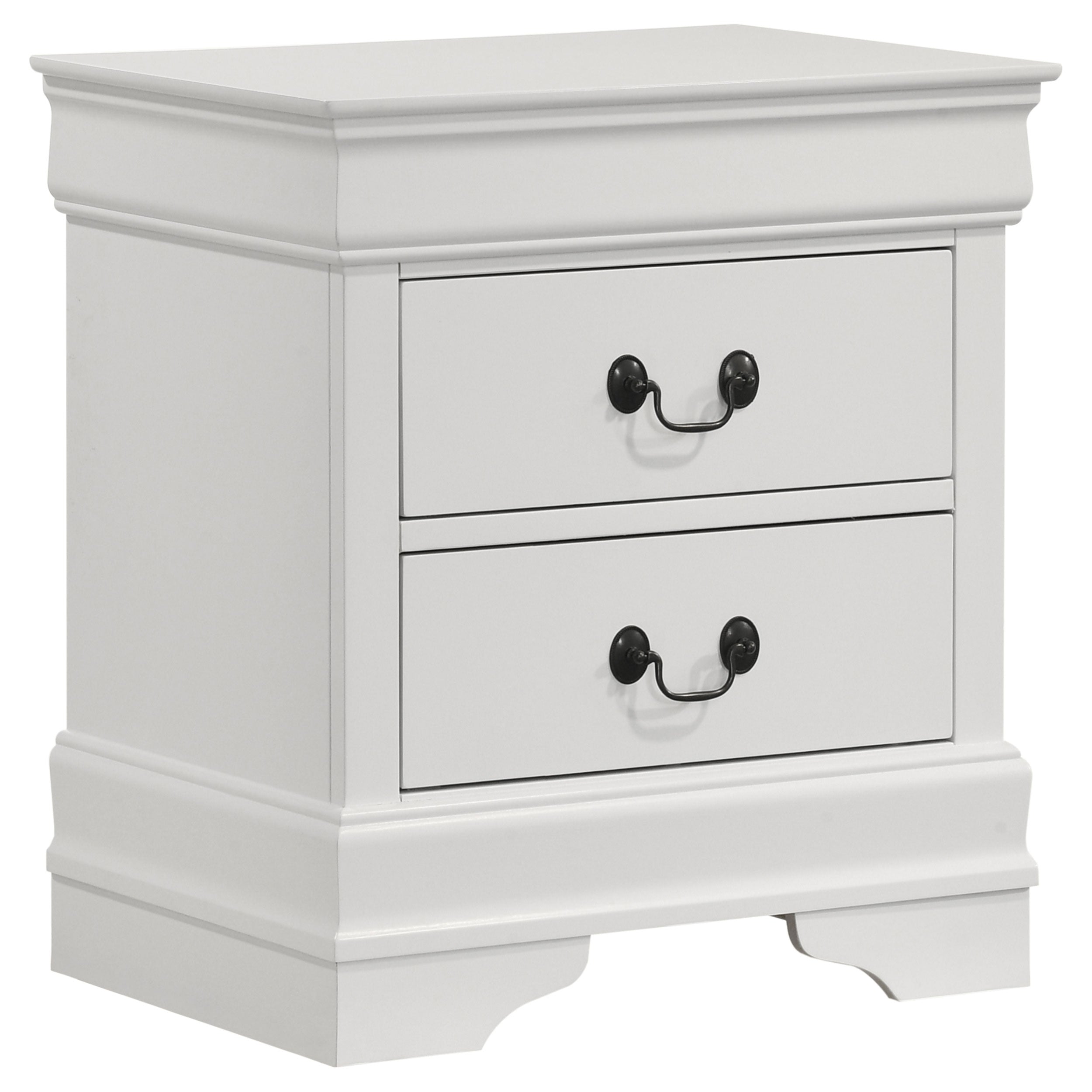 Louis Philippe 2-drawer Nightstand Bedside Table White — view 1