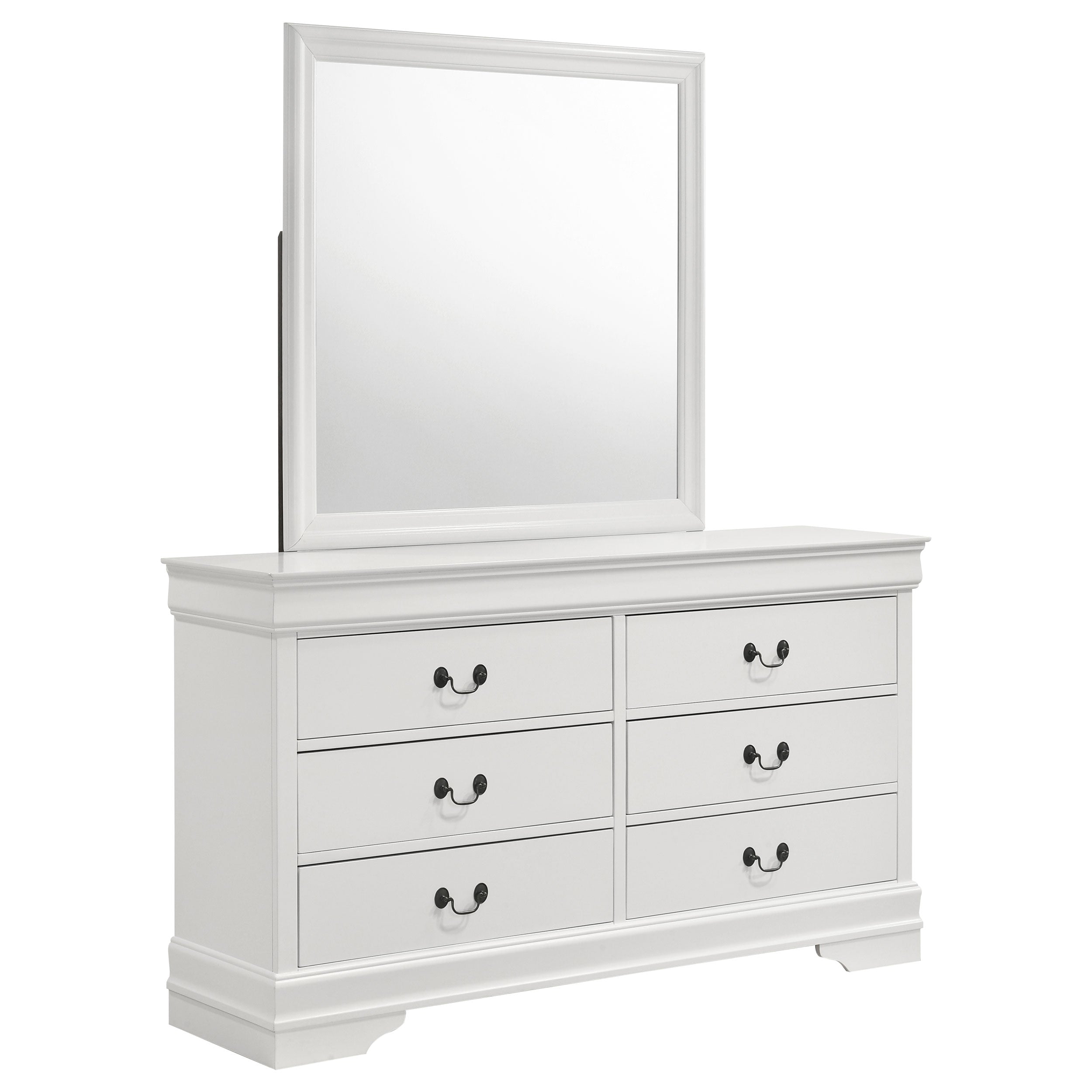 Louis Philippe 6-drawer Dresser and Mirror White — view 1