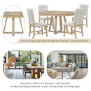 Retro Functional Dining Set, Round Table With Leaf And Upholstered Chairs For Dining Room And Living Room