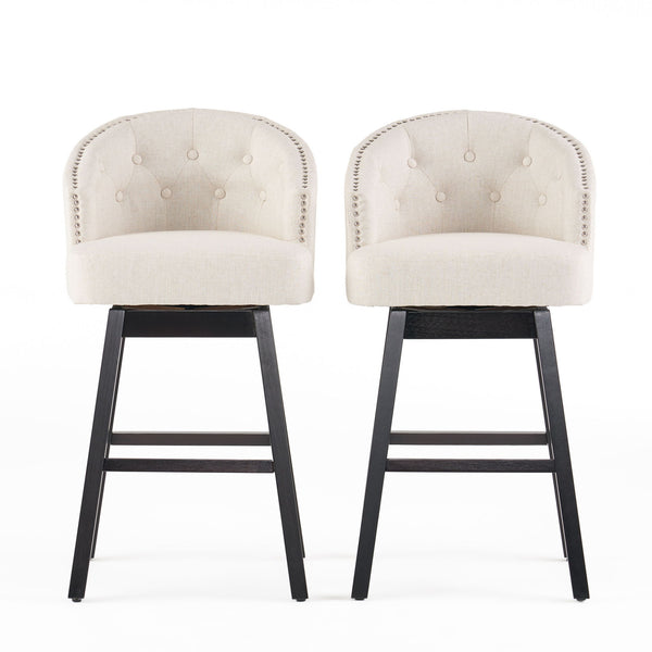 Mellifluous - 360 Degree Swivel Bar Stool With Stunning Nailhead Trim, (Set of 2)