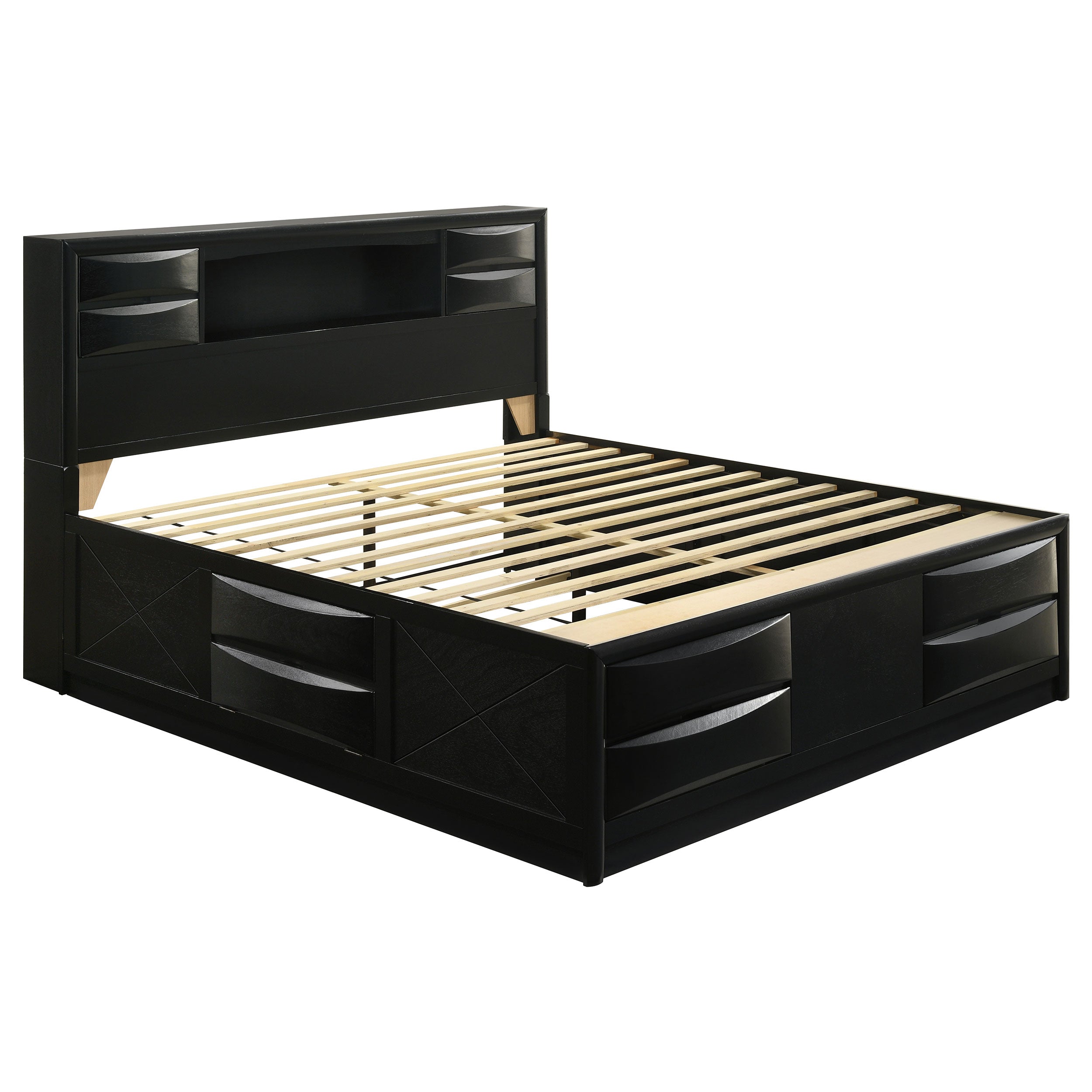 Briana Wood Eastern King Storage Bookcase Bed Black — view 1