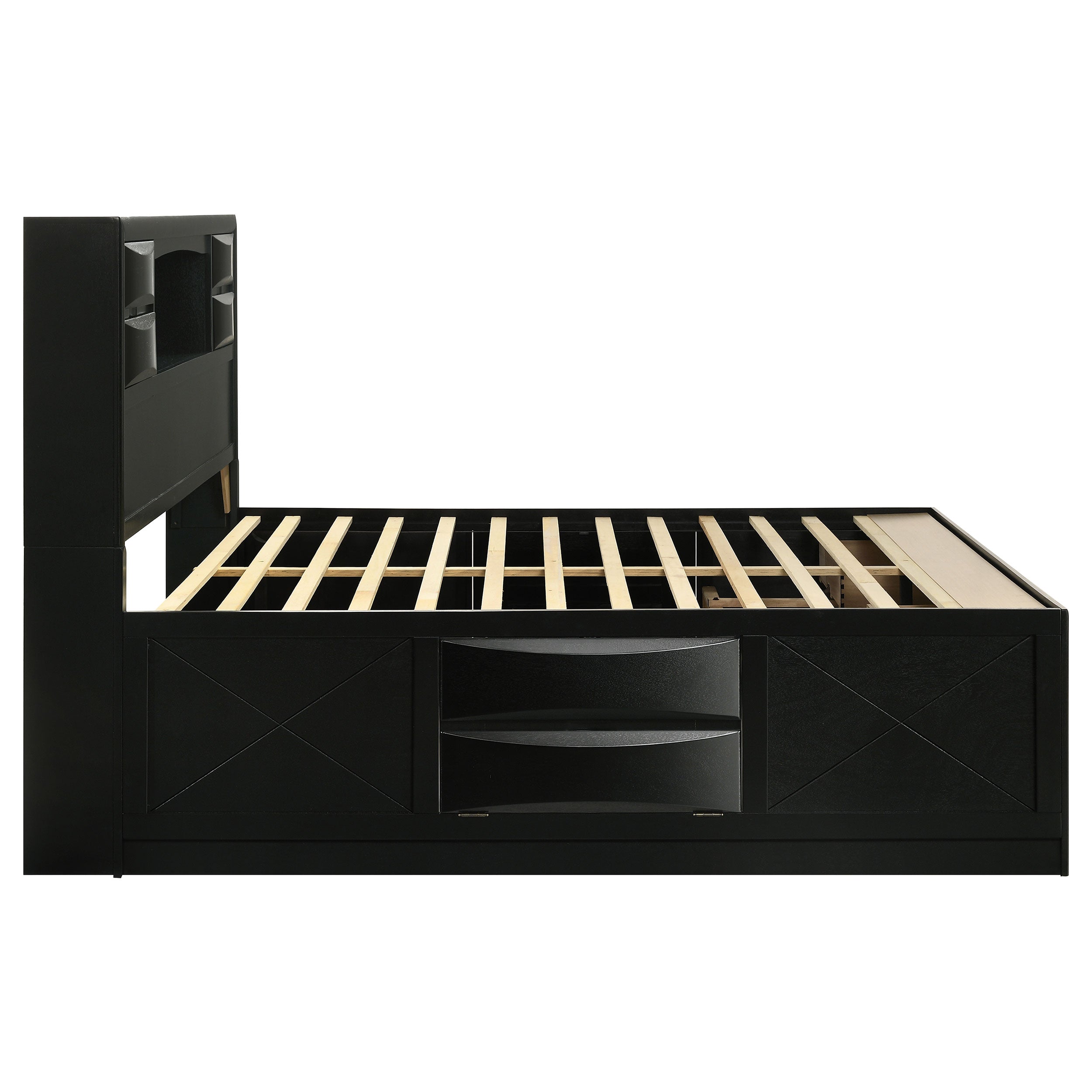 Briana Wood Eastern King Storage Bookcase Bed Black — view 6