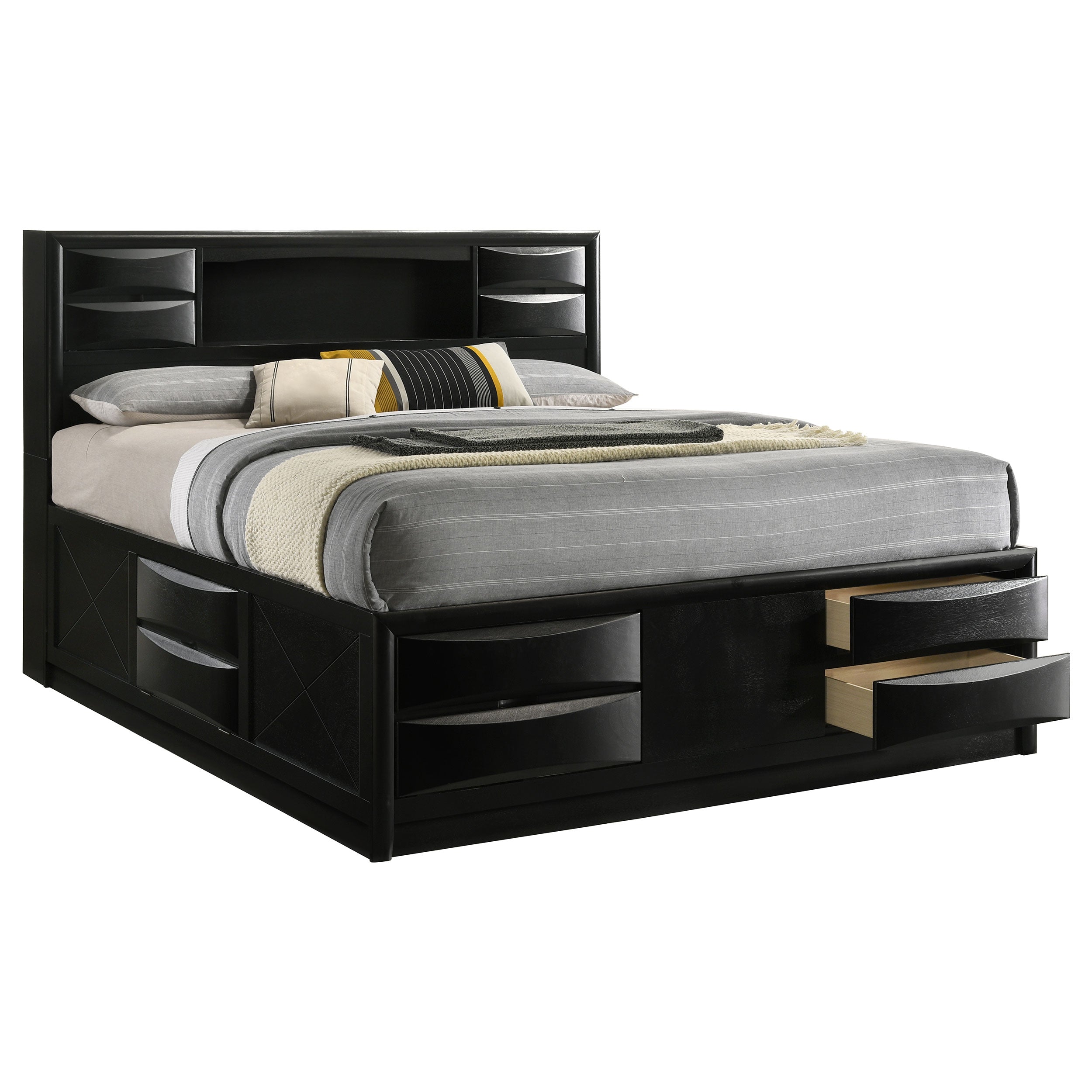 Briana Wood California King Storage Bookcase Bed Black — view 3