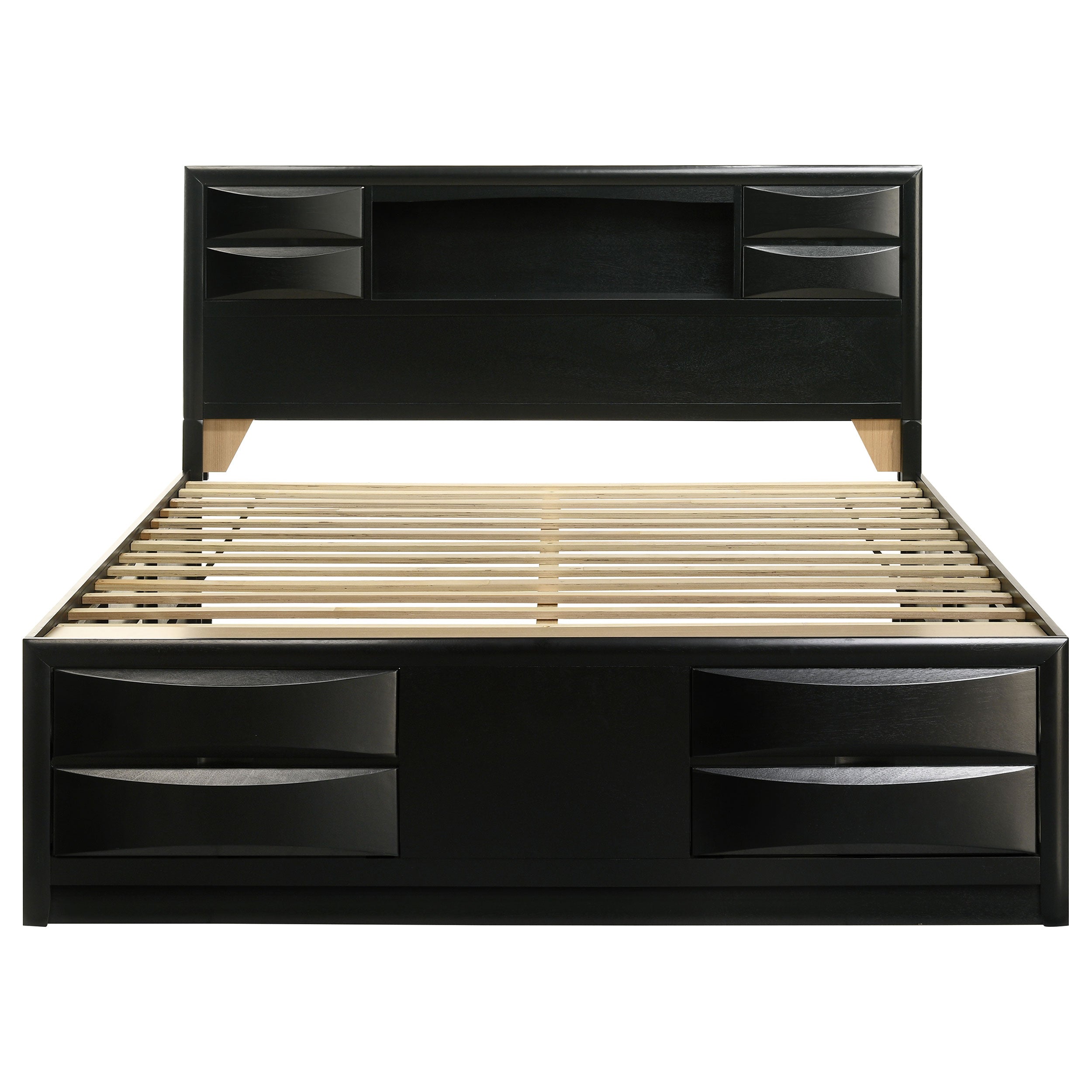 Briana Wood California King Storage Bookcase Bed Black — view 4