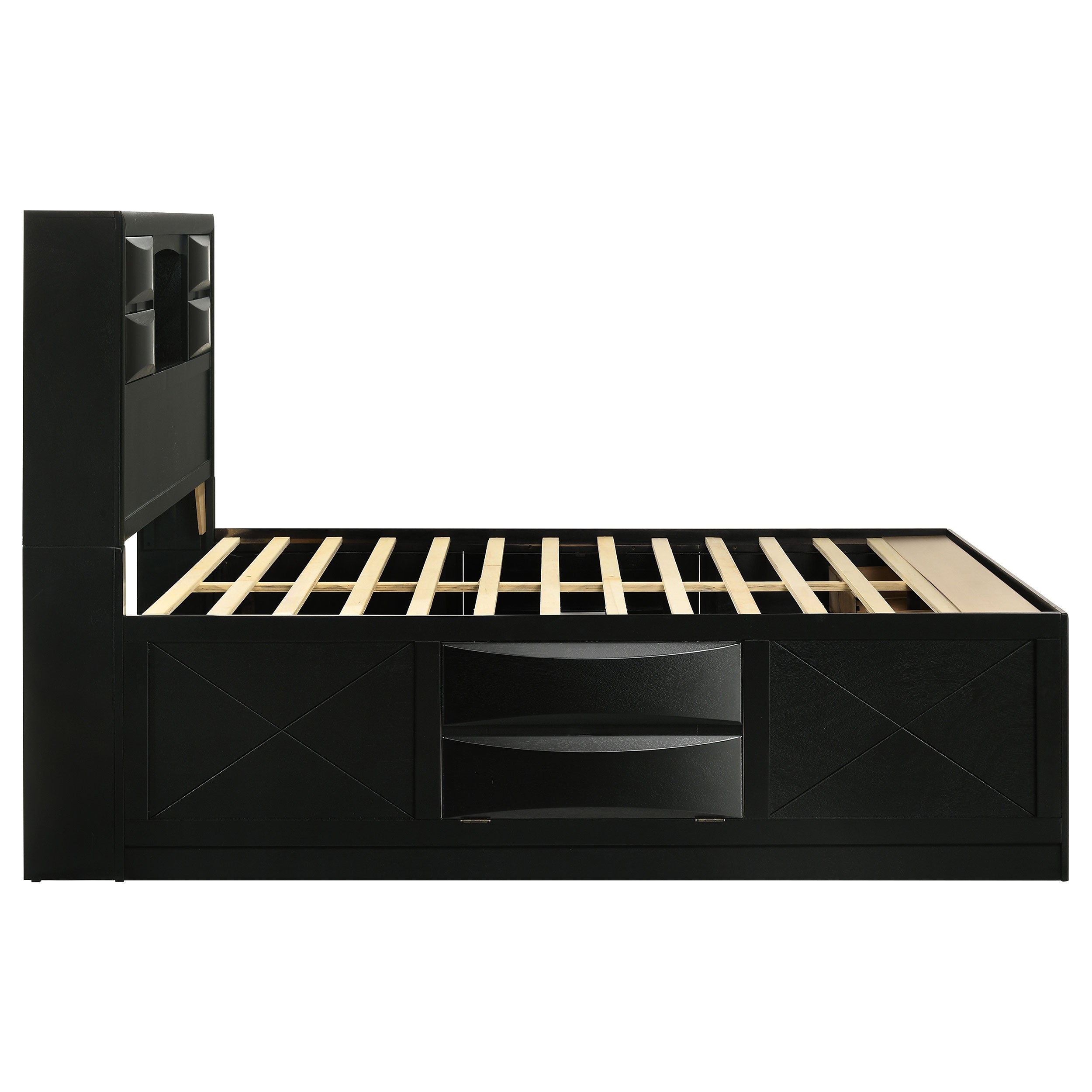 Briana Wood Queen Storage Bookcase Bed Black — view 6