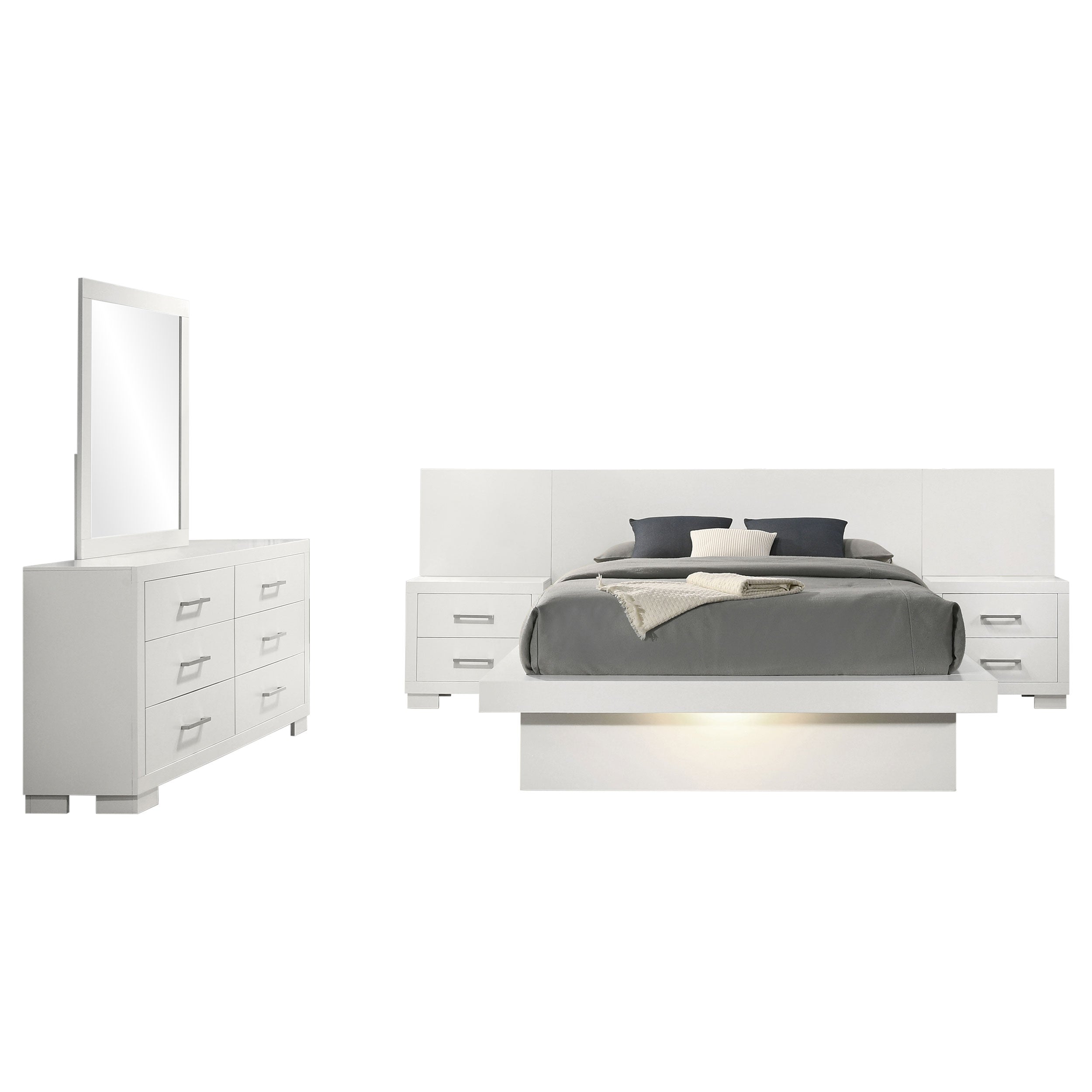 Jessica 5-piece Eastern King LED Bedroom Set Snow White — view 2