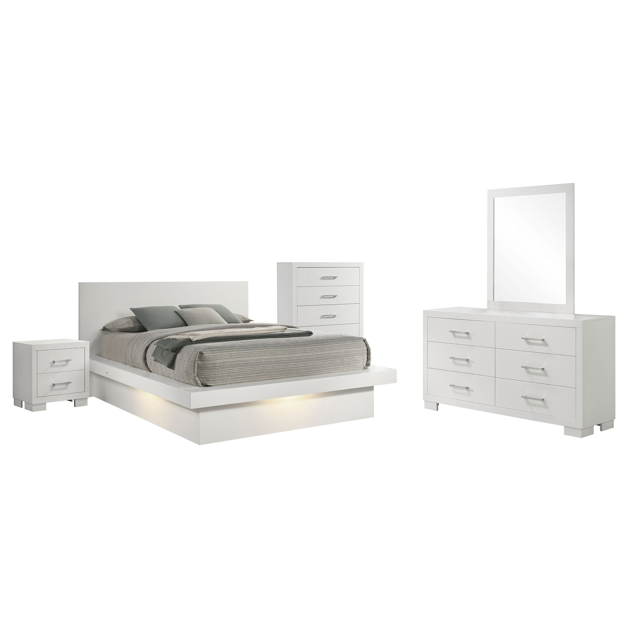 Jessica 5-piece Eastern King LED Bedroom Set Snow White — view 2