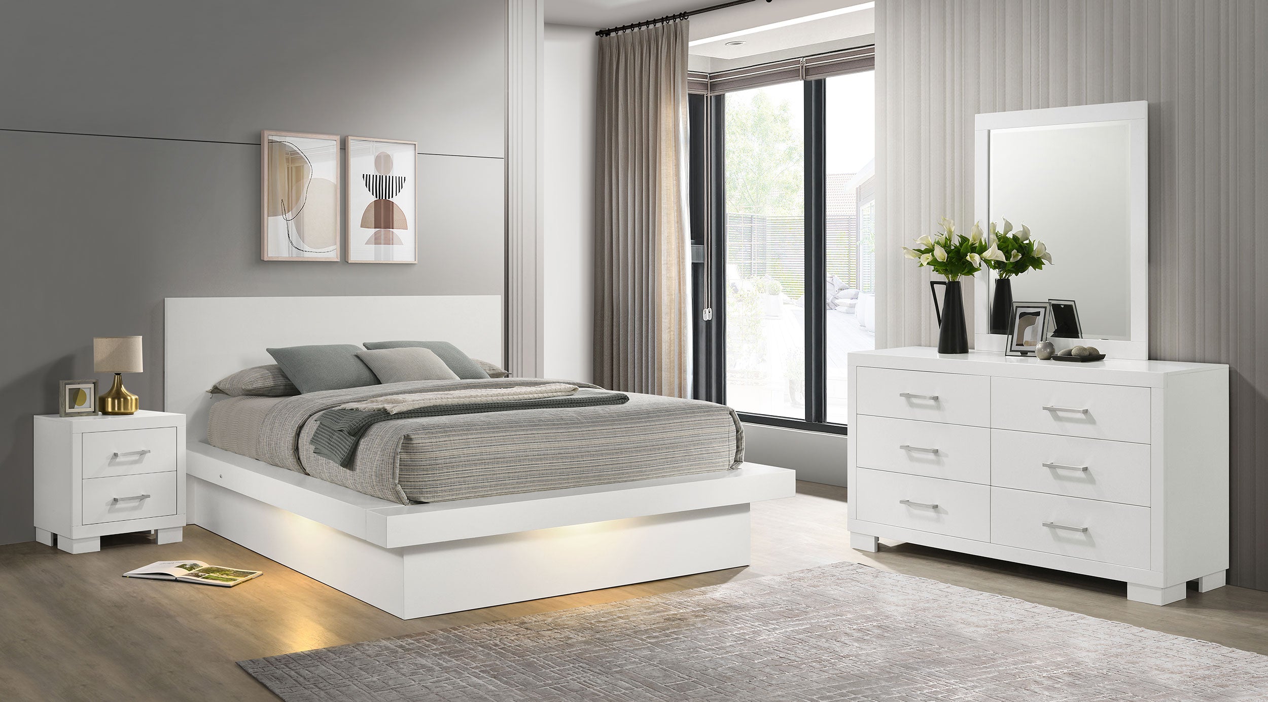 Jessica 4-piece Queen LED Bedroom Set Snow White — view 1