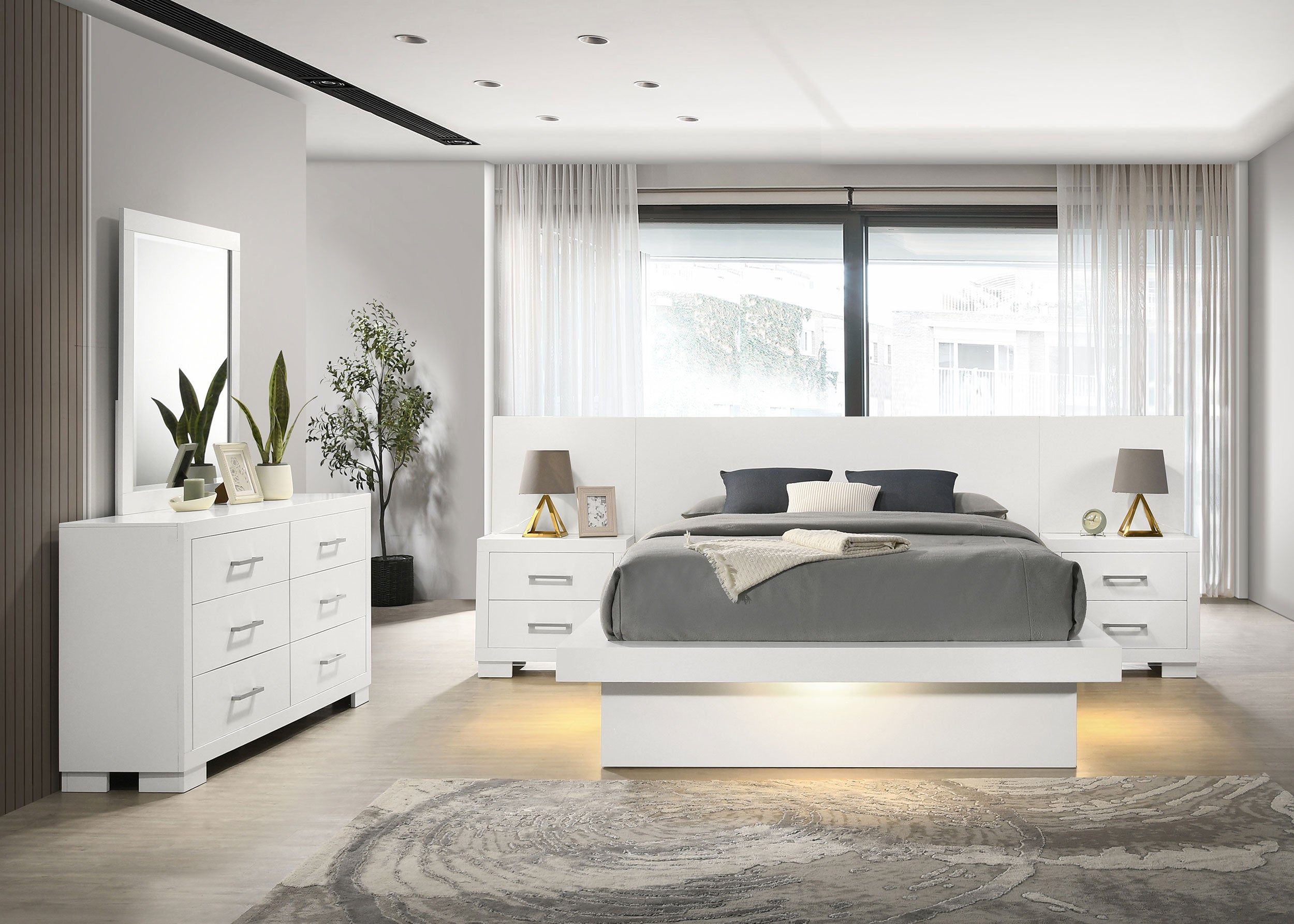 Jessica 5-piece Queen LED Bedroom Set Snow White — view 1