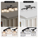6 Light Crystal Ceiling Light For Dining Room, Modern Ceiling Lamp With Light Fixture For Entryway, Lobby, Kitchen, Bedroom, Living Room, Conference Room, (6*G9 Bulbs Included)