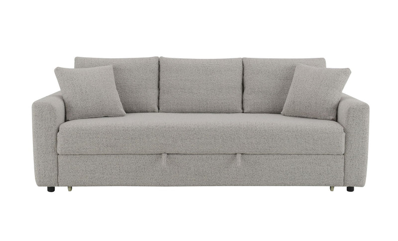 Connie - Boucle Sleeper Sectional Sofa With 2 Toss Pillows - Beige