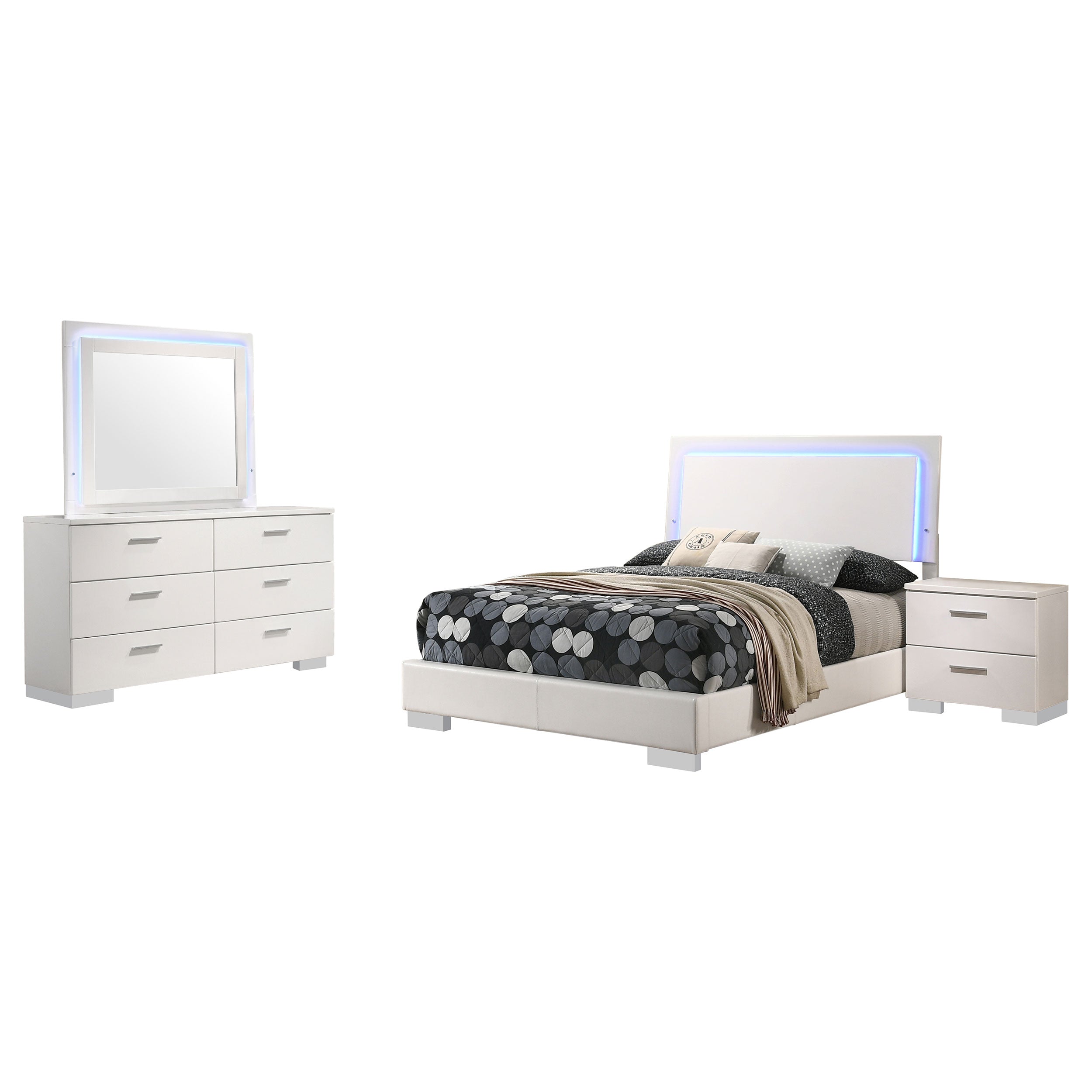 Felicity 4-piece Full Bedroom Set White High Gloss — view 2