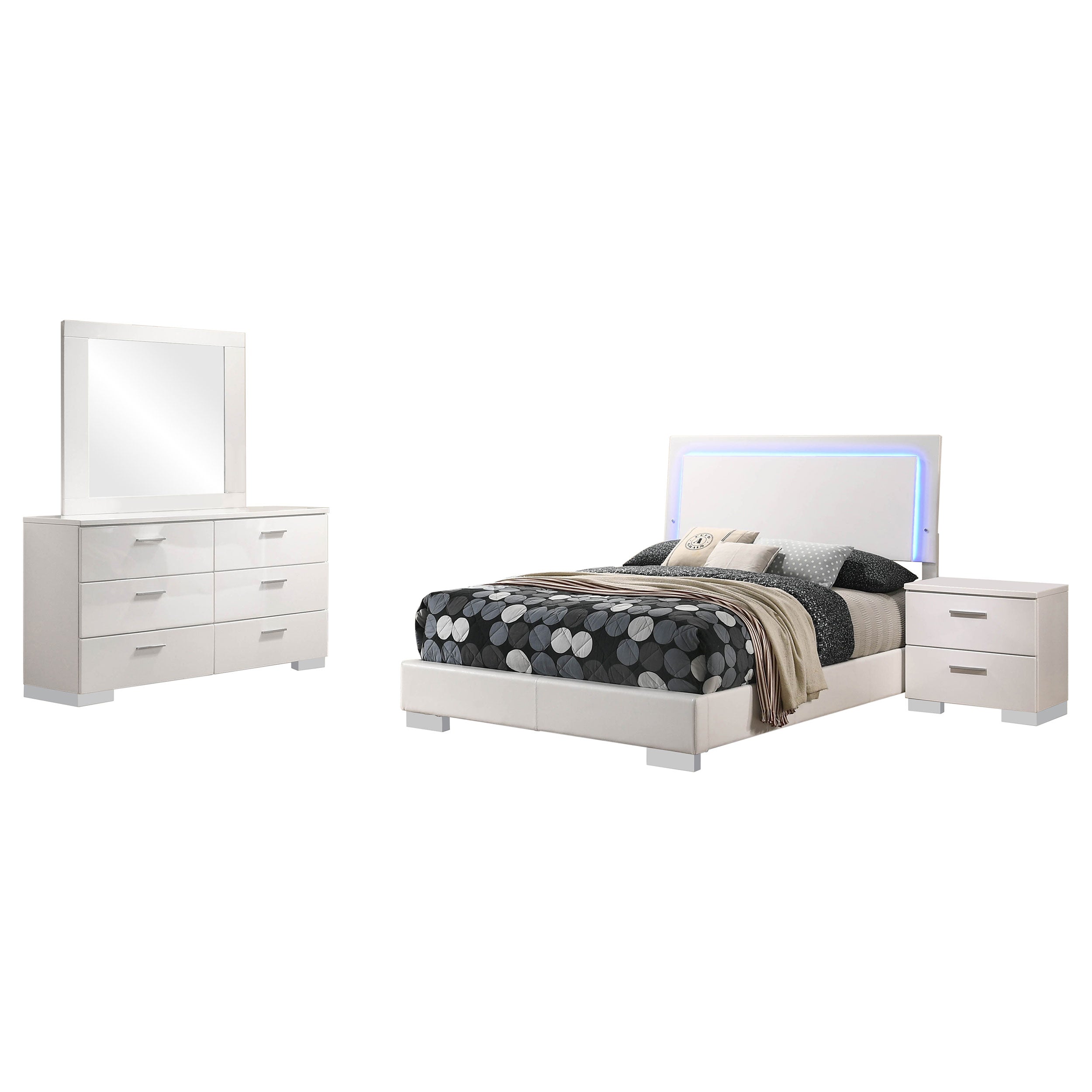 Felicity 4-piece Full Bedroom Set White High Gloss — view 2