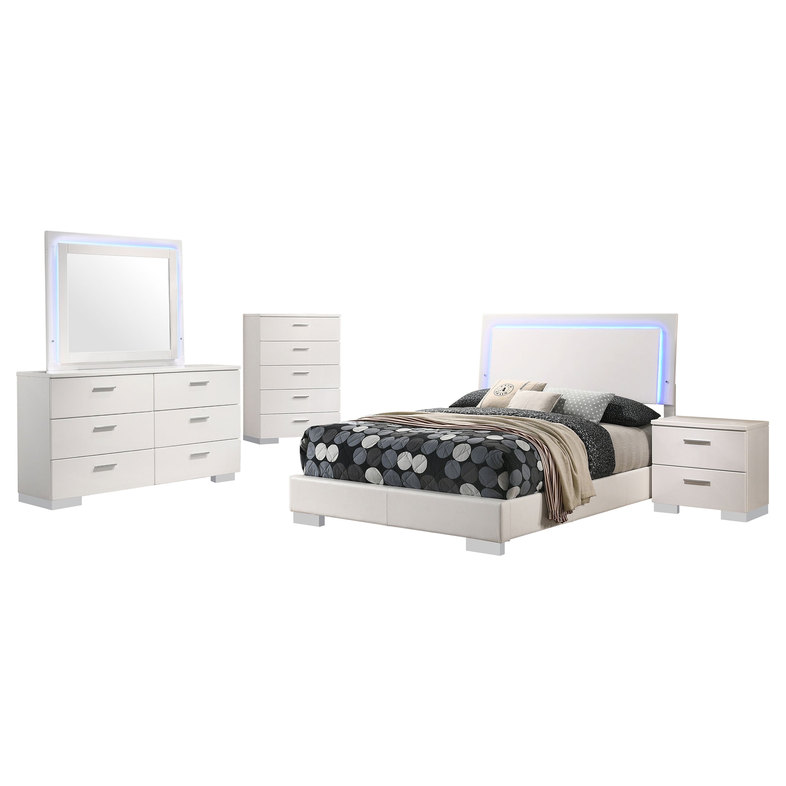Felicity 5-piece Full Bedroom Set White High Gloss — view 2