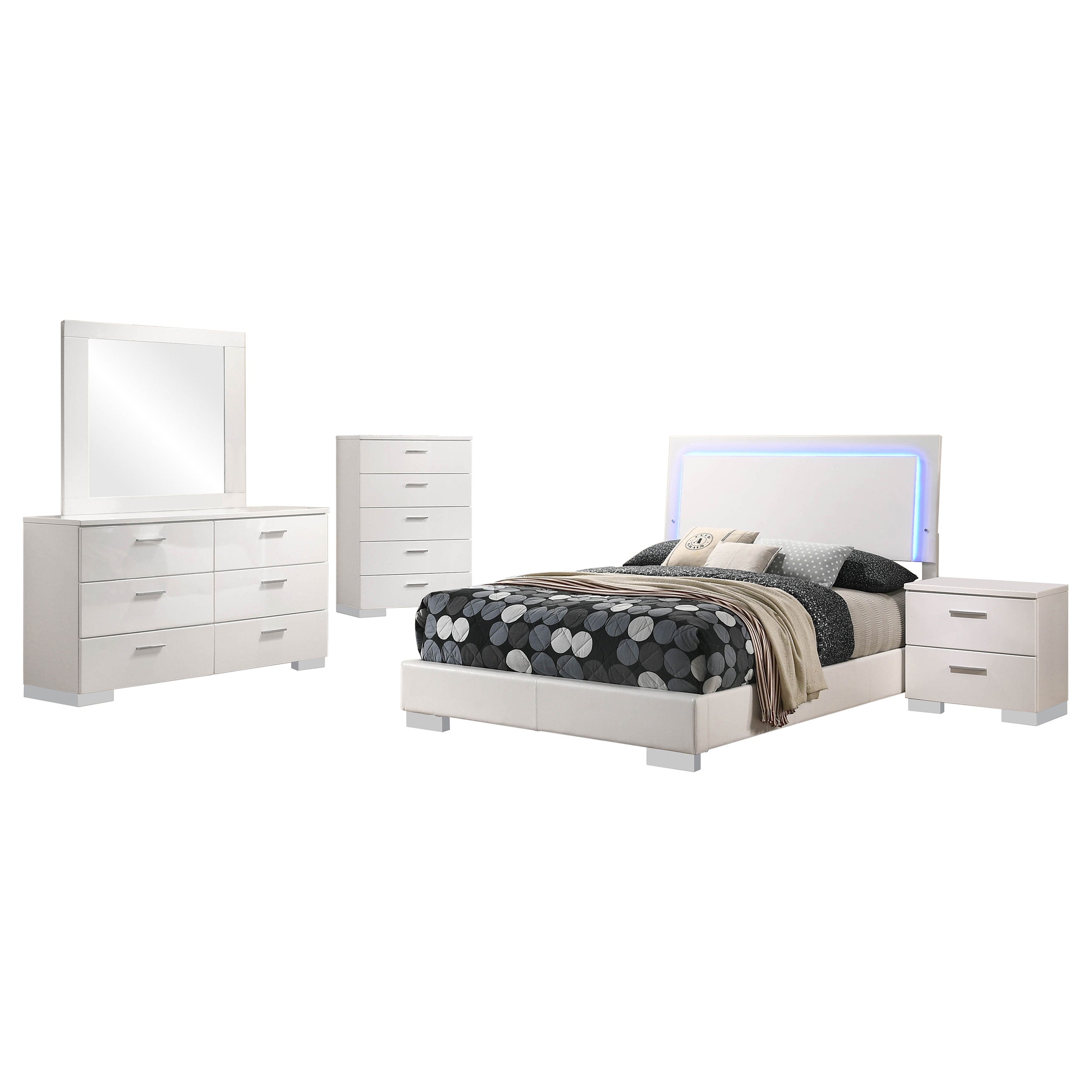 Felicity 5-piece Full Bedroom Set White High Gloss — view 2