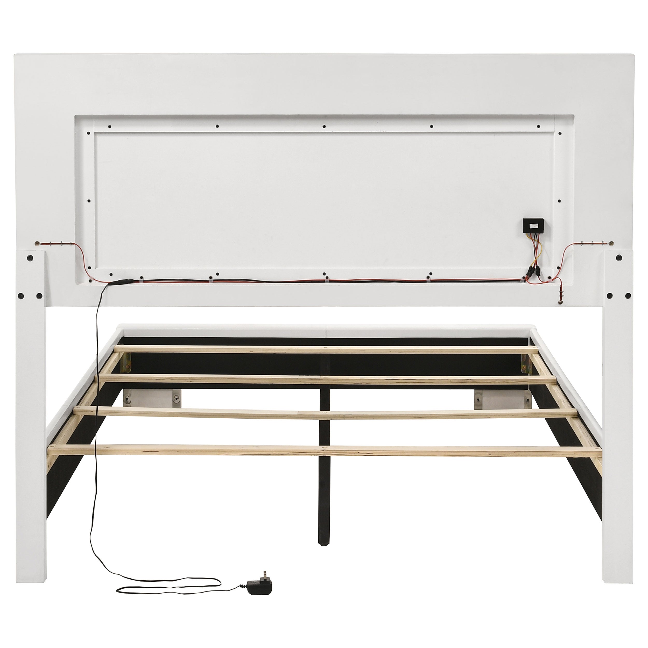 Felicity Wood Full LED Panel Bed White High Gloss — view 6